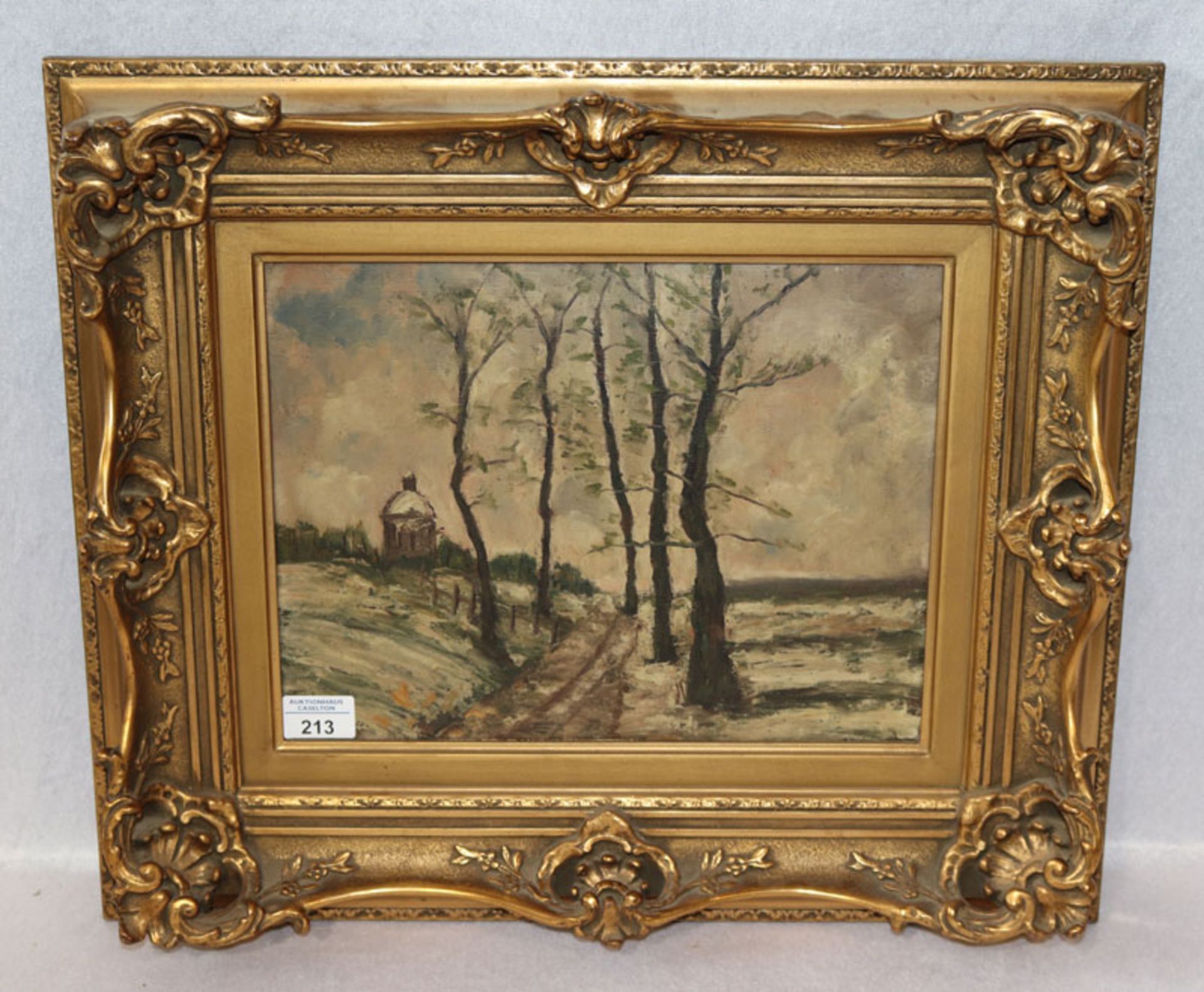 Gemälde ÖL/Holz 'Winterlandschaft', dekorativ gerahmt, incl. Rahmen 45,5 cm x 53 cm