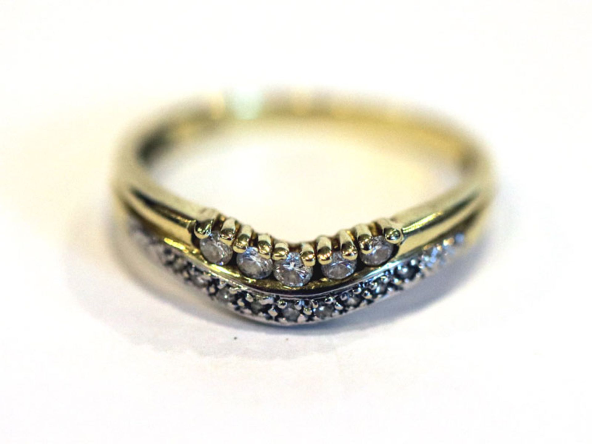 14 k Gelbgold Ring mit Diamanten, Gr. 58