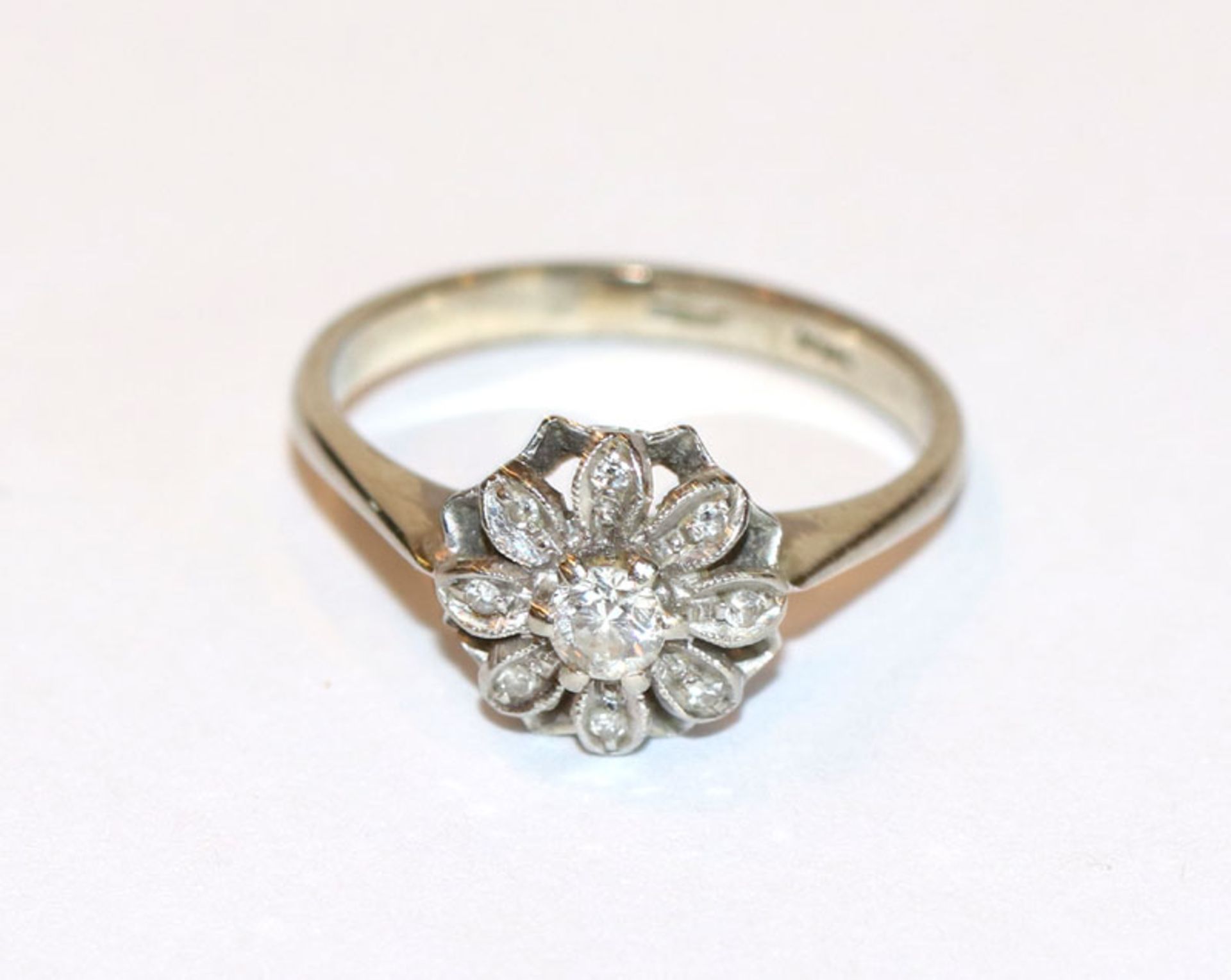 18 k Weißgold Ring mit Diamanten, Gr. 52