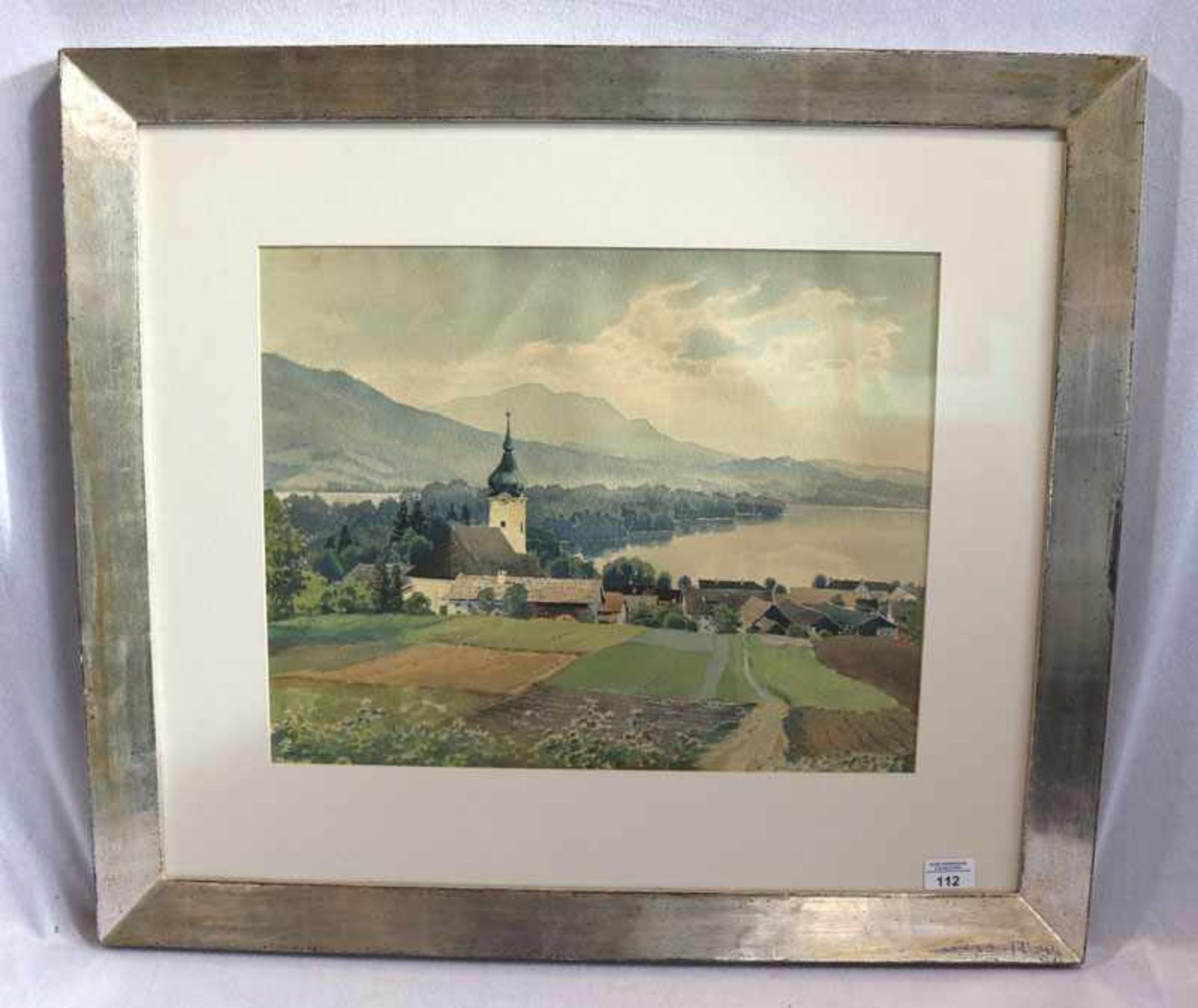 Aquarell 'Seehausen am Staffelsee', signiert YOS, München für Josef Süssmeier, * 1897 Rohr + 1971