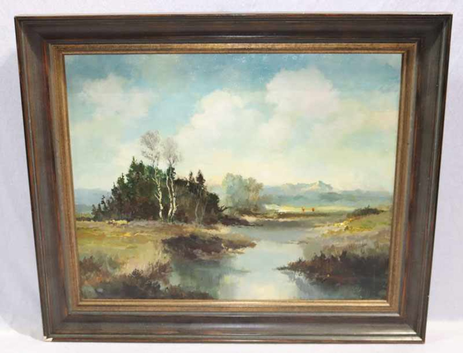 Gemälde ÖL/LW 'Ascholdinger Moor', signiert M. Moser, * 1910, Studium Prof. G. J. Buchner,