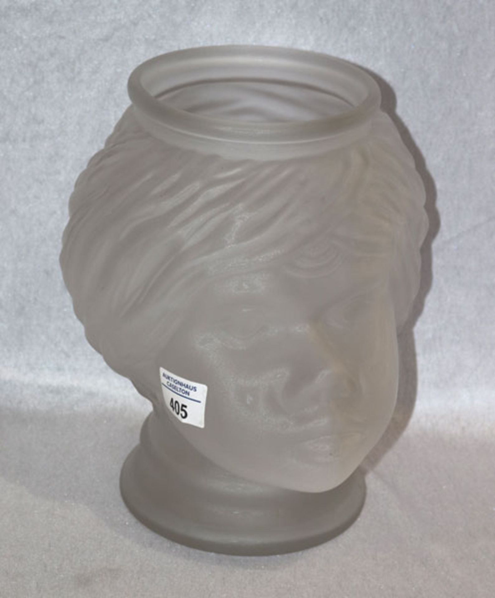 Glas Blumenvase in Kopfform, mattiert, H 25 cm, D 23 cm