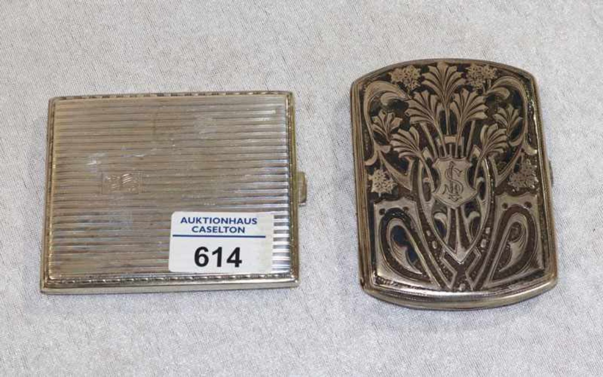 Silber-Etui mit Resten von Niello- und Emailarbeit, Russland ?, 900 Silber, 96 gr., L 10 cm, B 7,5