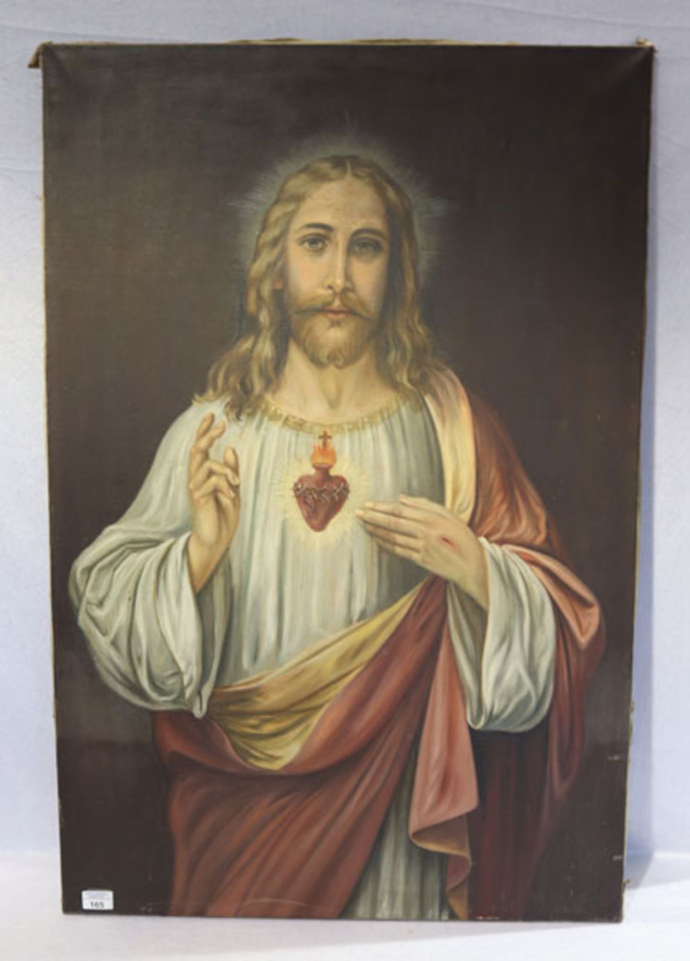 Gemälde ÖL/LW 'Herz-Jesus', rechts unten signiert FS Canissia ?, datiert 1918, rückseitig