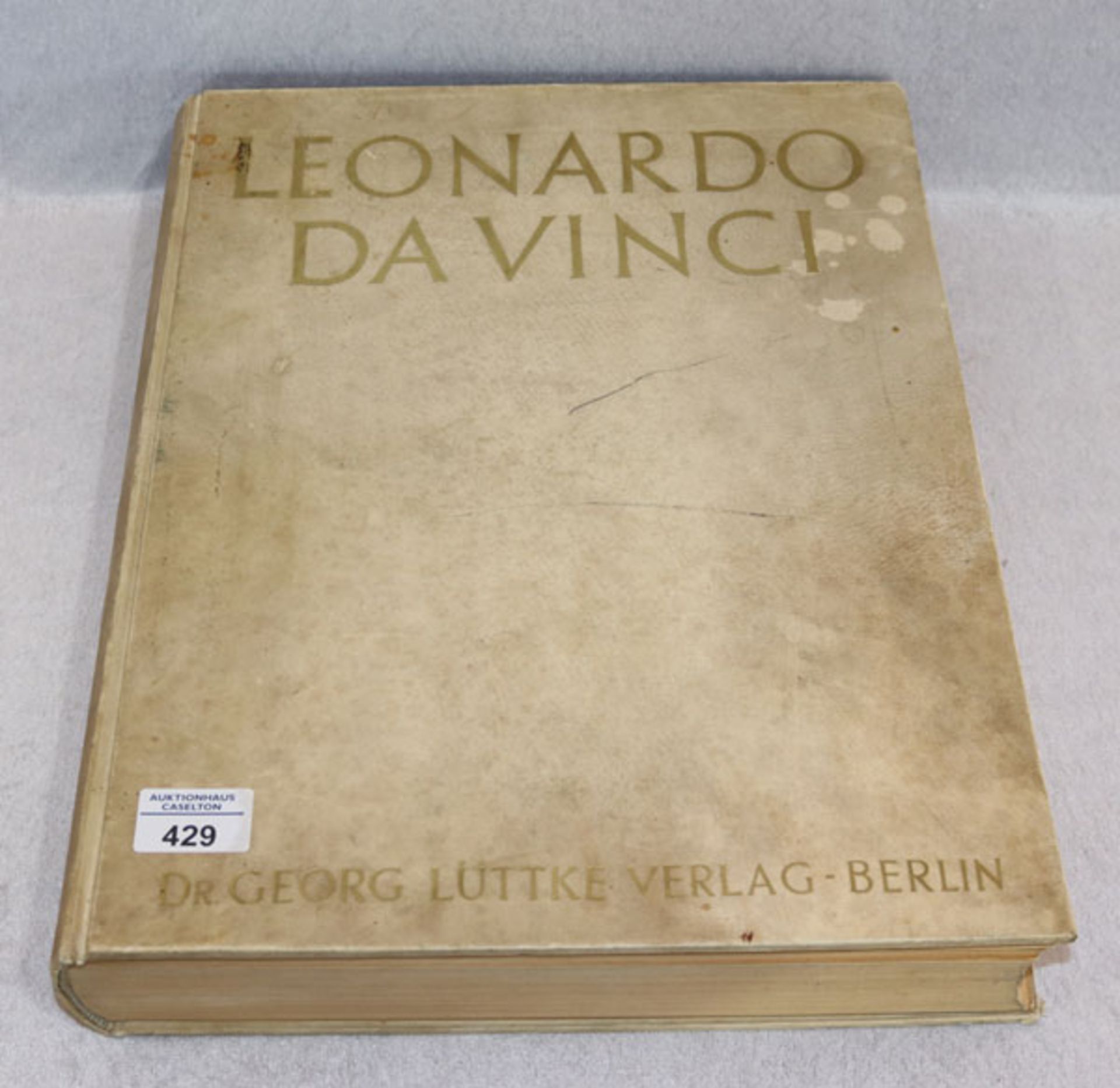 Buch 'Leonardo da Vinci', Dr. Georg Lüttke Verlag Berlin, Zweite Auflage, H 6 cm, B 34 cm, H 41