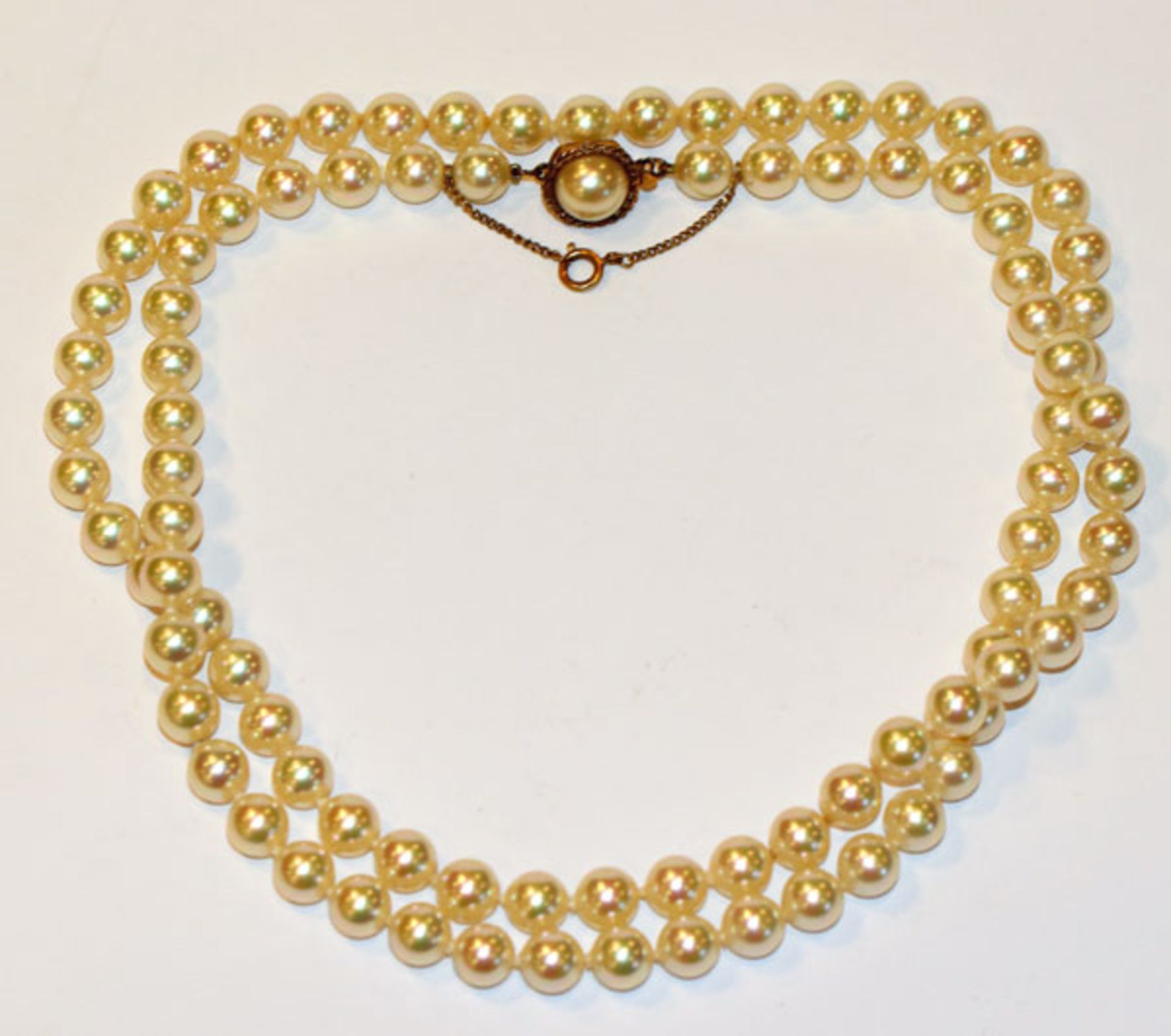 Modeschmuck Perlenkette mit Silberverschluß, L 76 cm, Tragespuren
