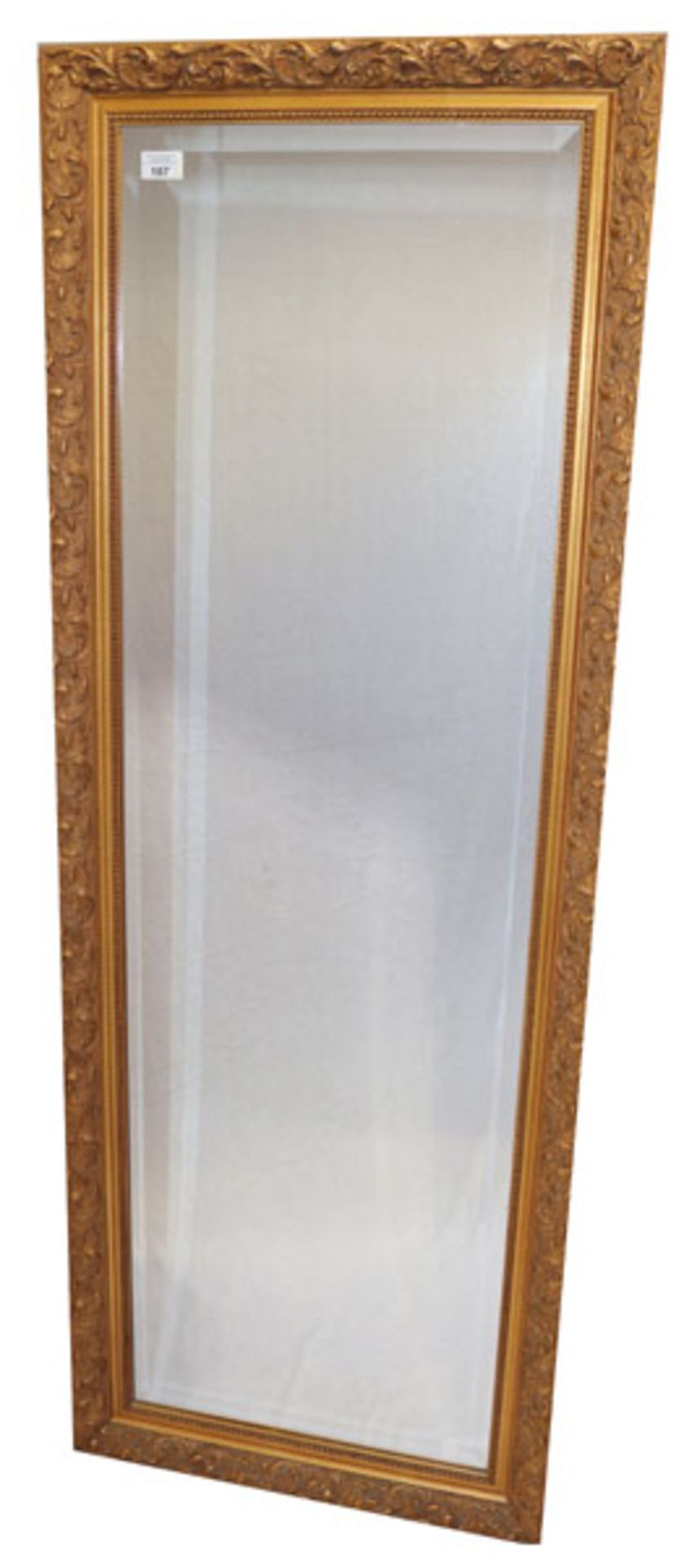 Wandspiegel in Goldrahmen, Spiegel mit Facettenschliff, Rahmen beschädigt und geklebt, 151 cm x 56