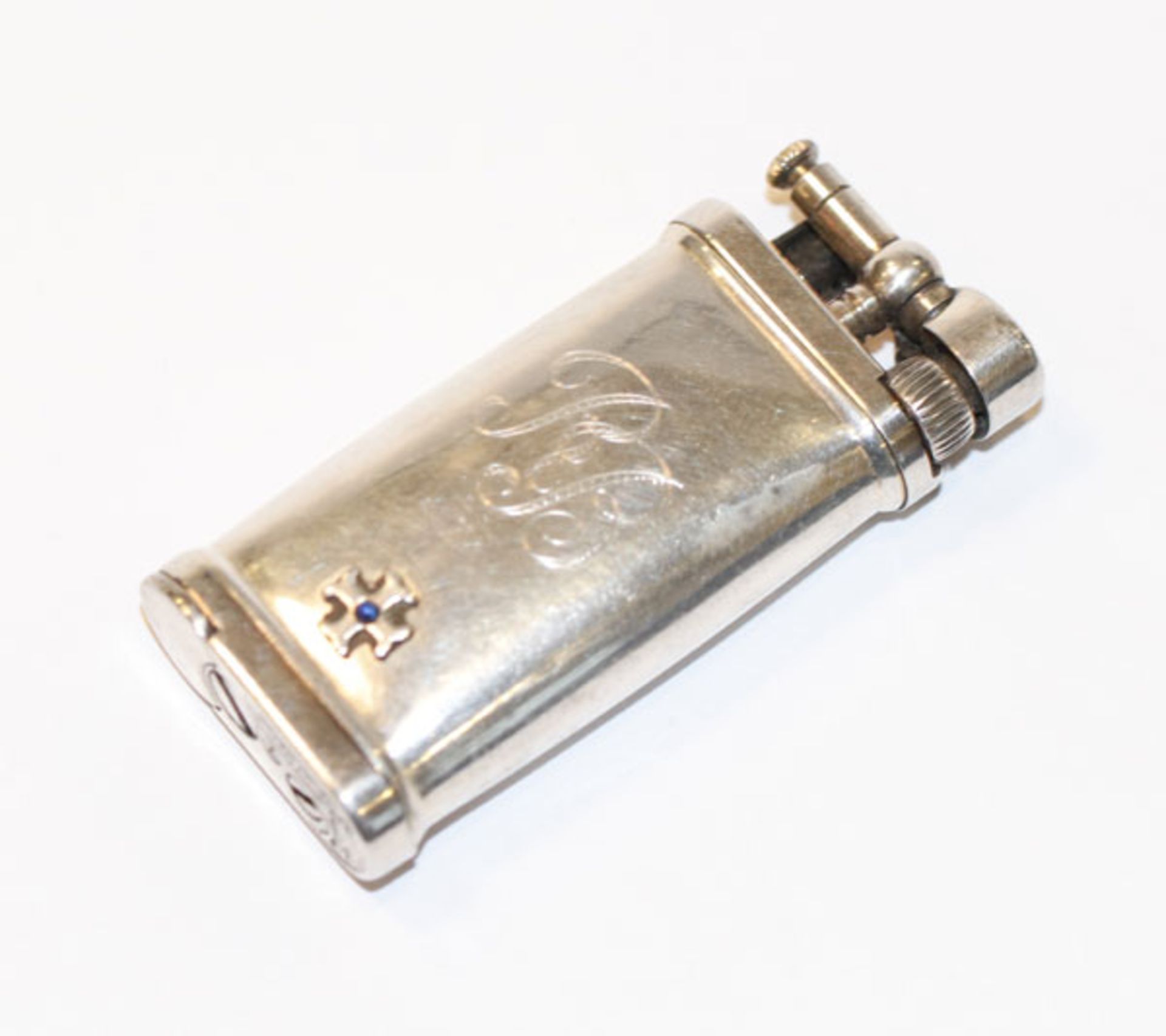 Sillem's IM Corona 925 Sterlingsilber Feuerzeug der Old Boy Klassiker, mit Monogrammgravur RB,