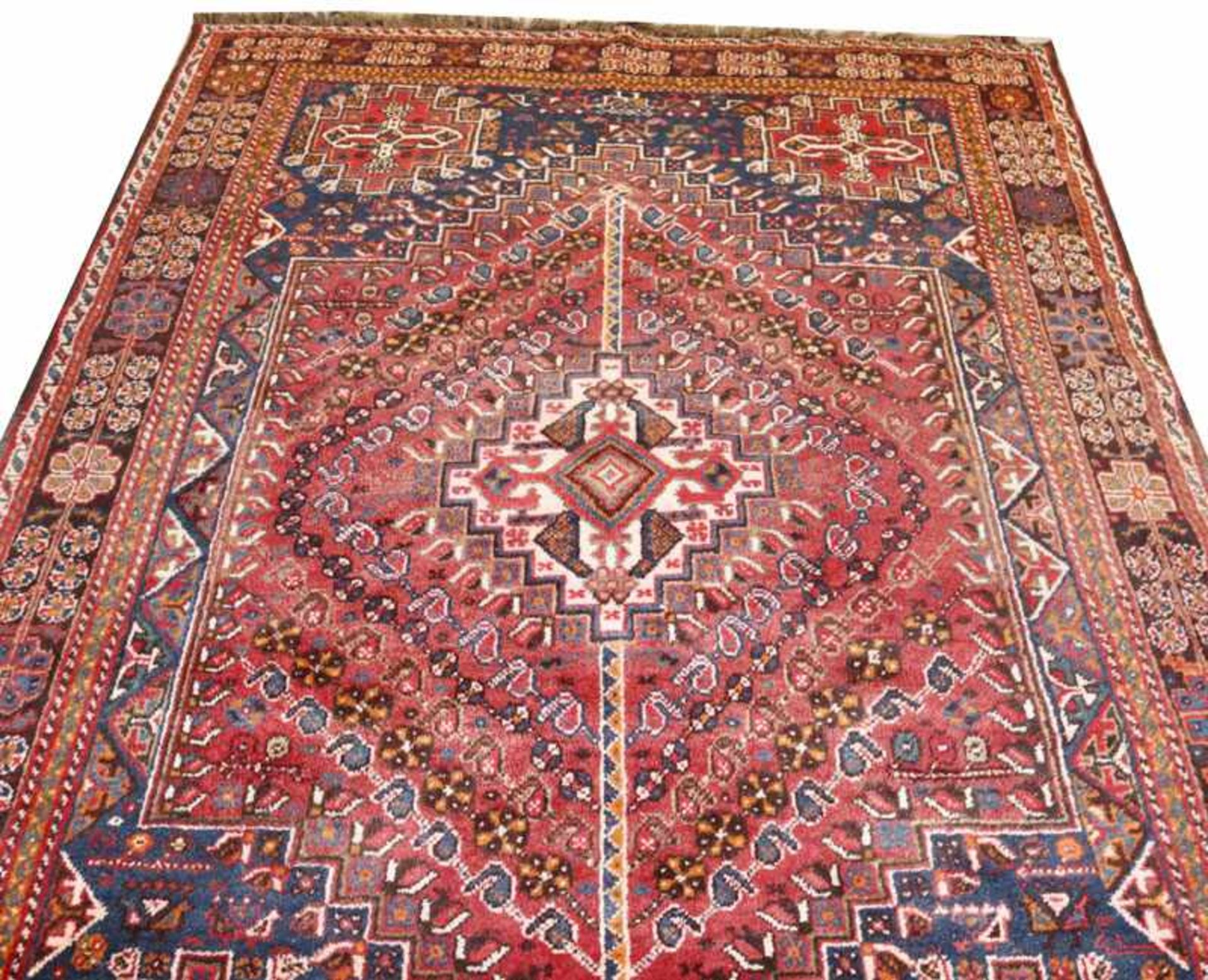 Teppich, Iran, rot/blau/bunt, Gebrauchsspuren, 255 cm x 175 cm