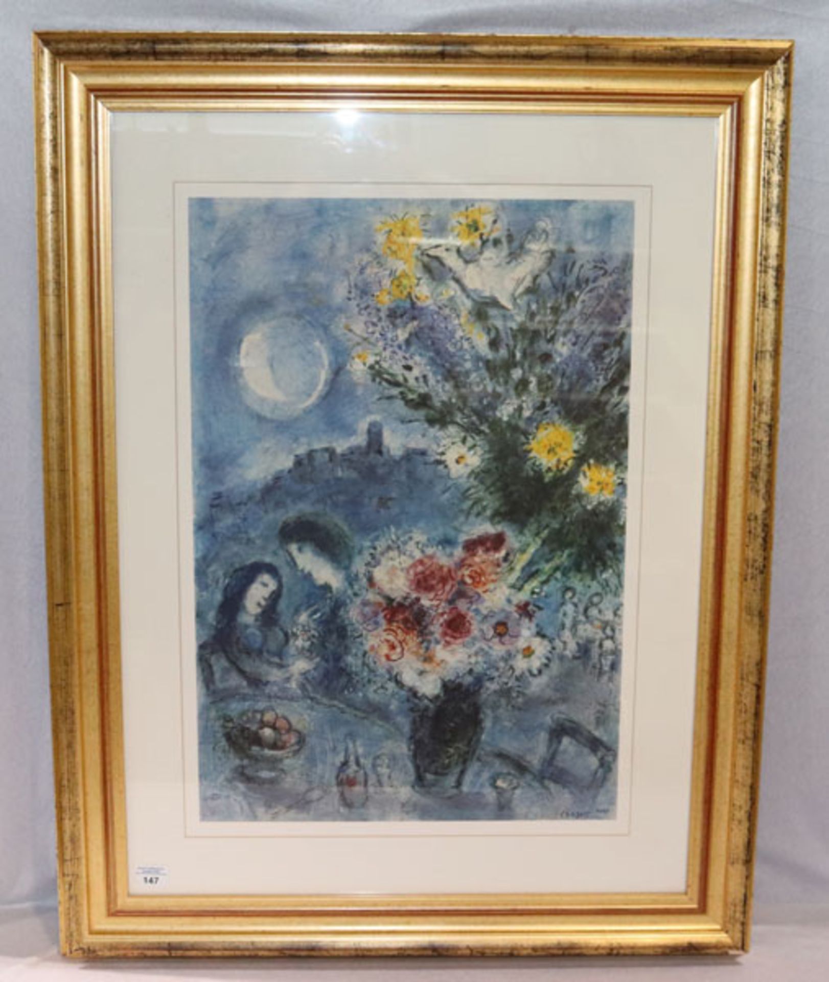 Granolithographie 'Abenderinnerung', nach Marc Chagall, * 1887 Vitebsk + 1985 Saint-Paul-de-Vence,