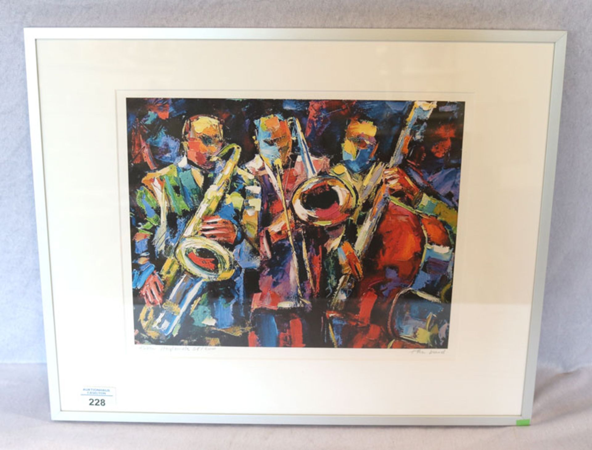 Lithographie 'The Band', Nr. 68/200, signiert Peter Heylands, studierte an den Kunstakademien in
