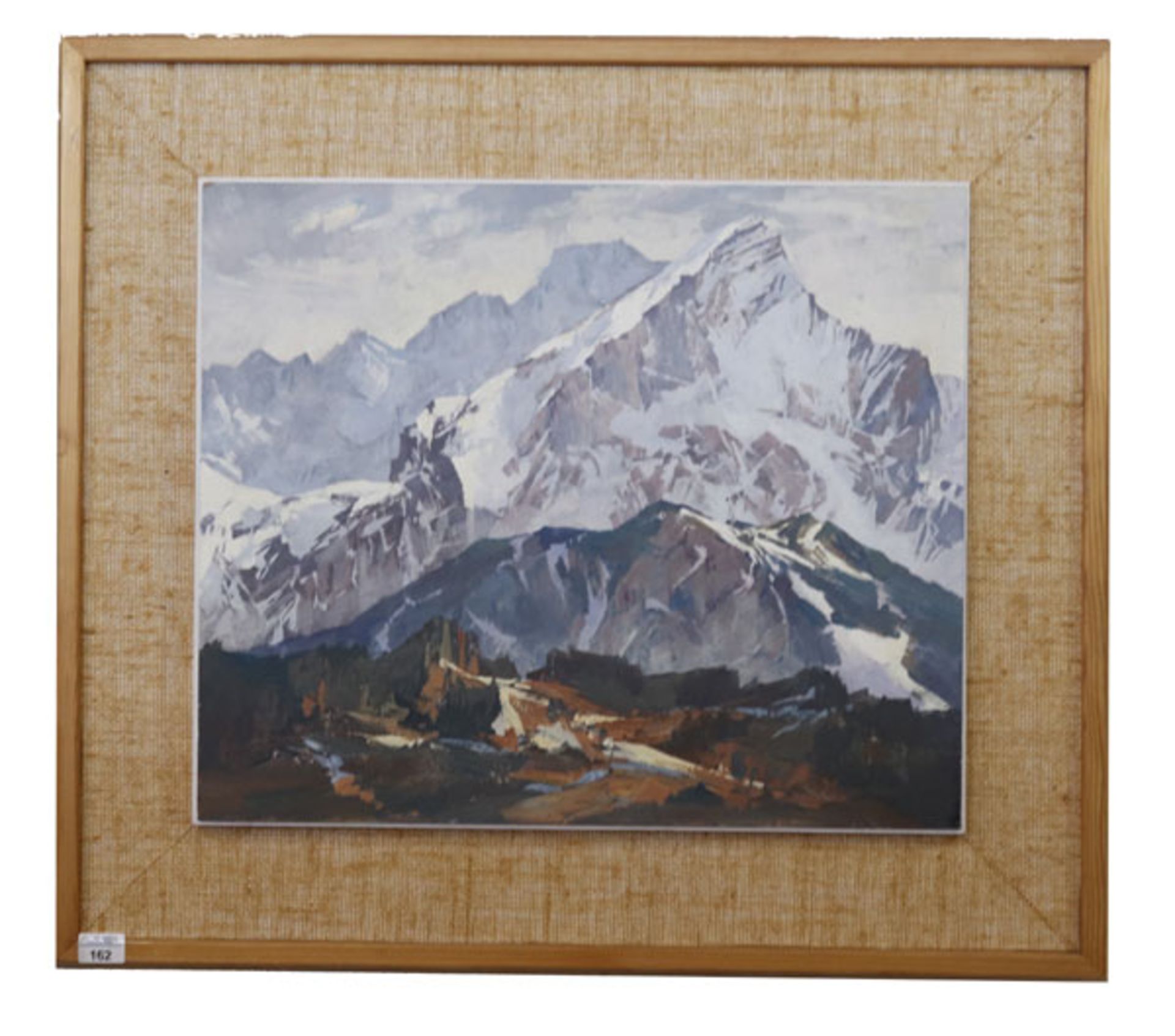 Gemälde ÖL/Holz 'Alpspitze', rückseitig beschrieben vom Künstler Hans Engerer, Maler und