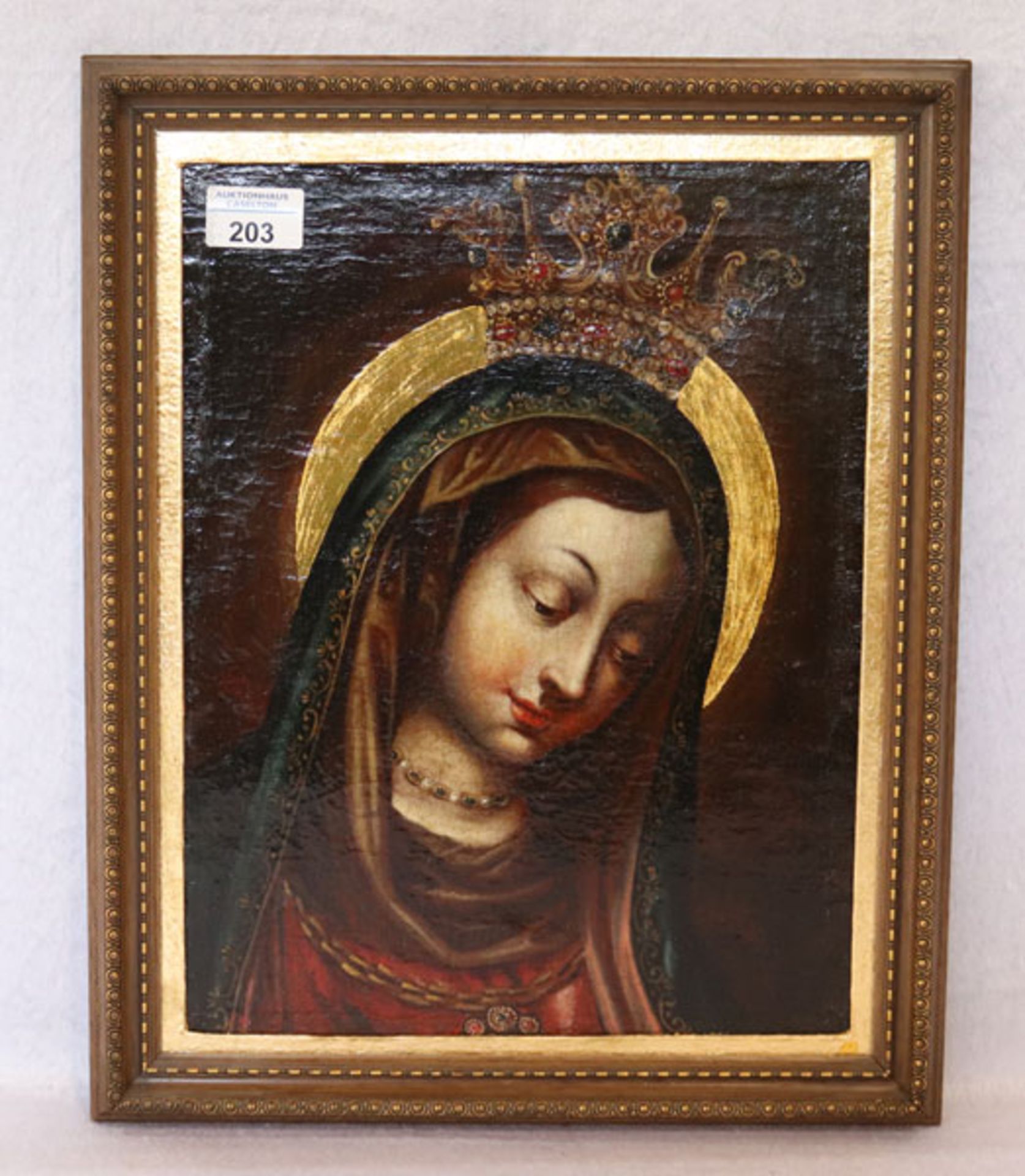Gemälde ÖL/LW 'Maria mit Krone', gerahmt, incl. Rahmen 42 cm x 35 cm