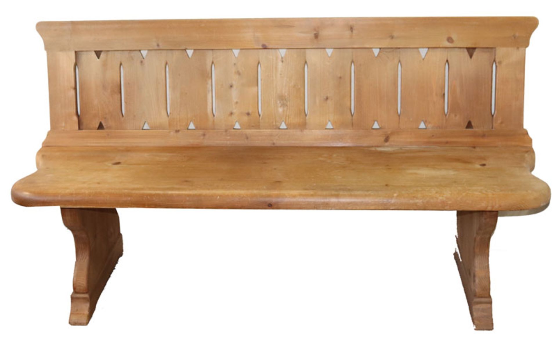 Holzbank mit Lehne, H 86 cm, B 162 cm, T 45 cm, Gebrauchsspuren
