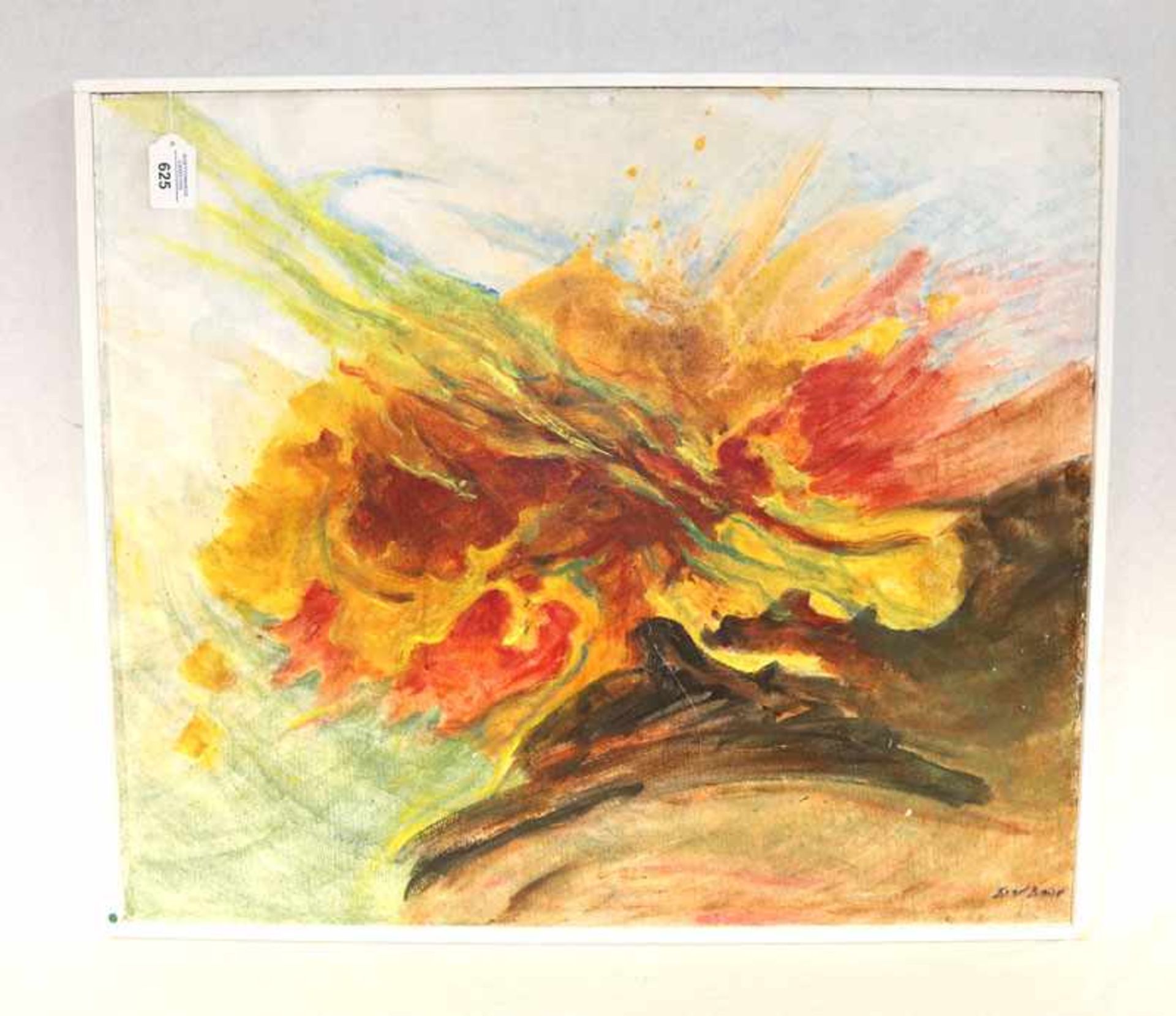 Gemälde Mischtechnik 'Lava', signiert Ernst Baier, gerahmt, incl. Rahmen 60 cm x 70 cm, leicht