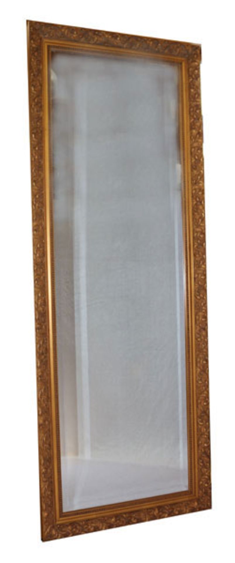 Paar Wandspiegel mit Facettenschliff, Goldrahmen, 150 cm x 55 cm, Versand per Spedition