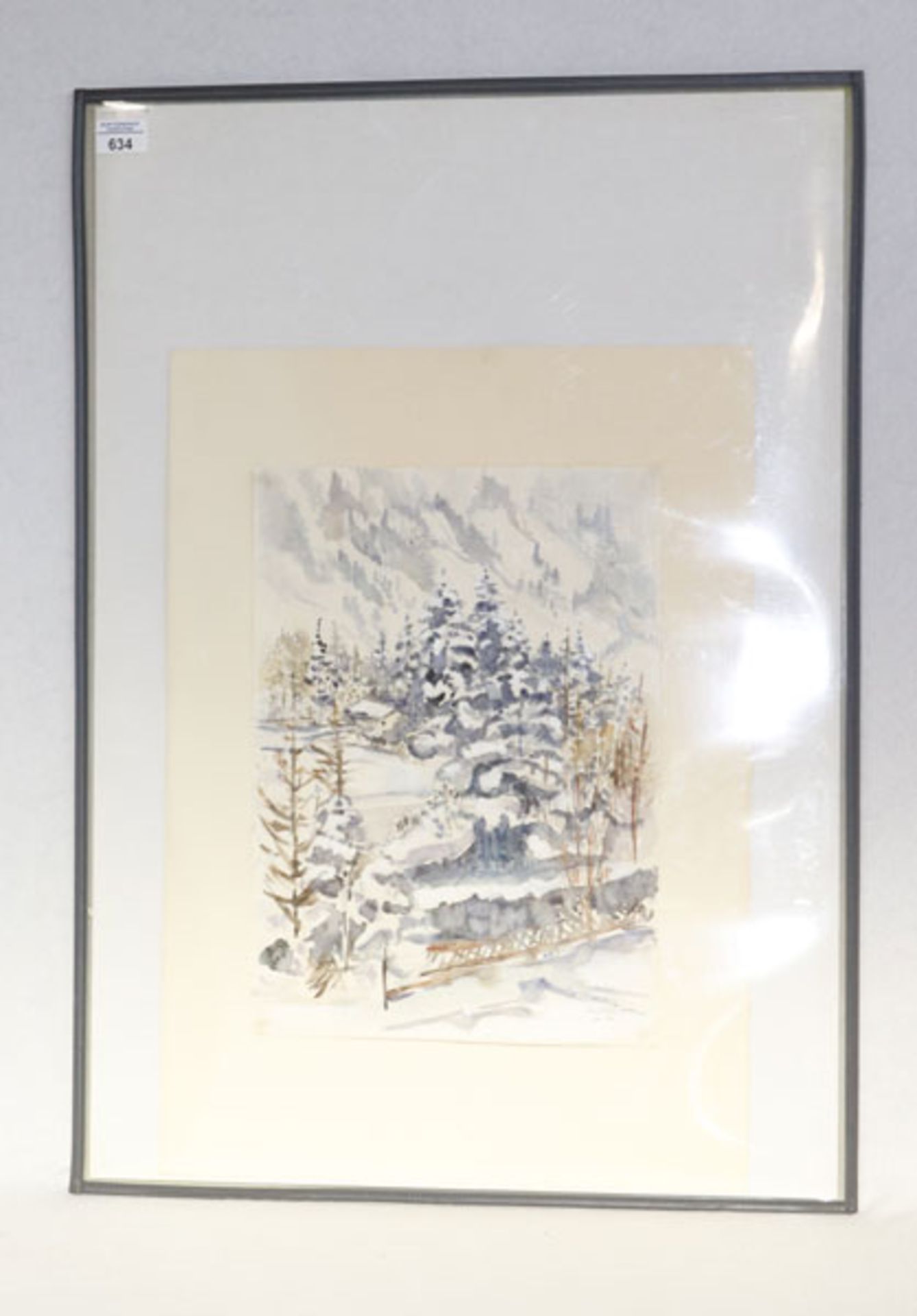 Aquarell 'Winterwald', signiert Ernst Baier, Jan 78, ohne Rahmen, Blattgröße 40,5 cm x 29 cm