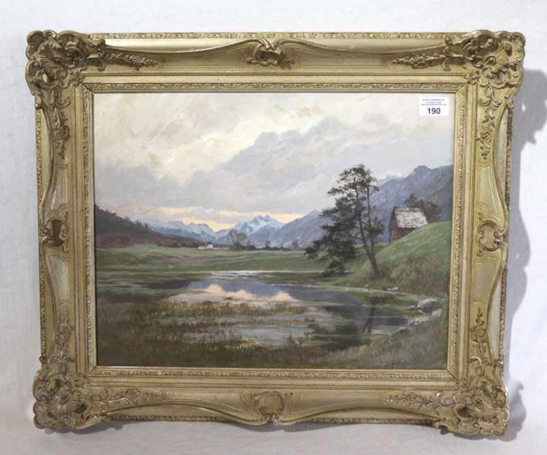 Gemälde ÖL/Holz 'Graswangtal Richtung Linderhof', monogrammiert MVV, datiert 1950, für Max Vogt-