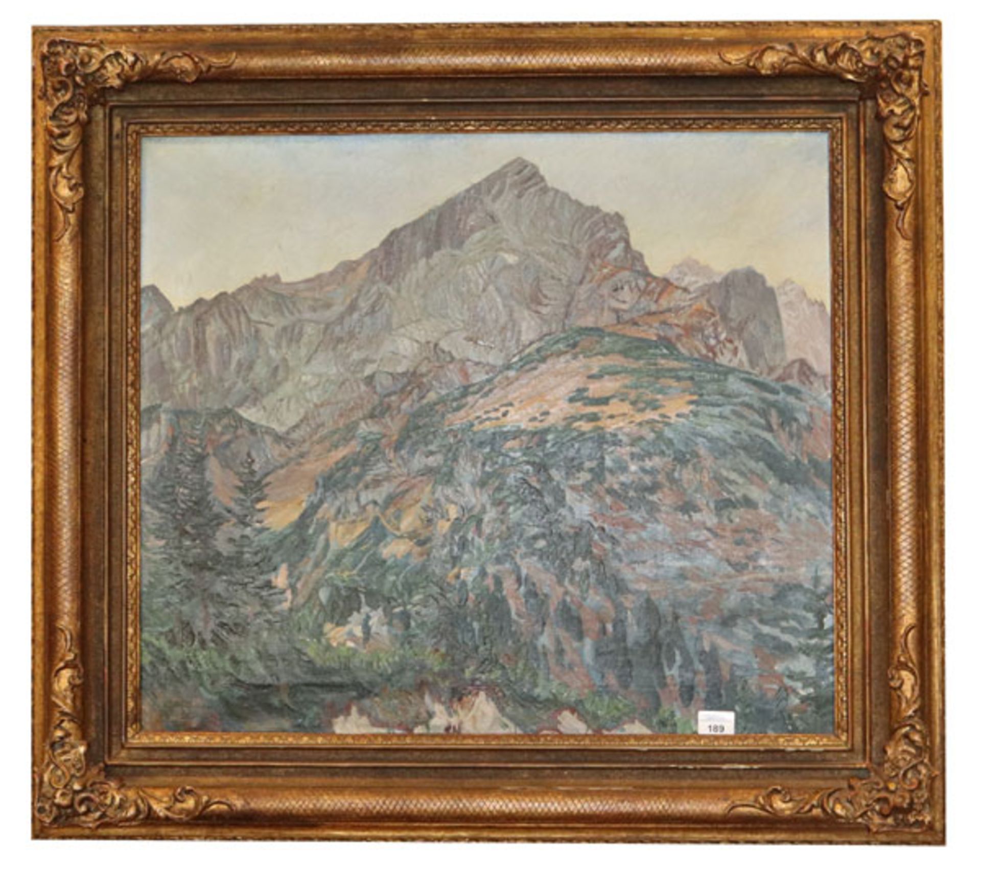 Gemälde ÖL/LW 'Alpspitze', signiert Carl Reiser, datiert 20, * 1877 Partenkirchen + 1950 München,