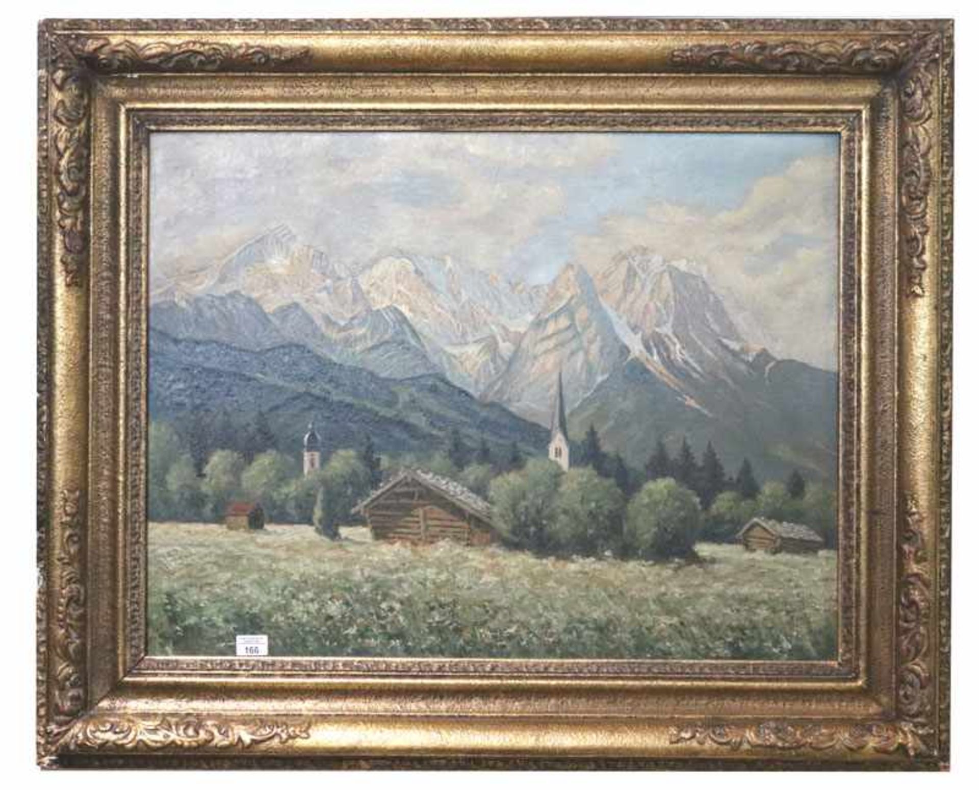 Gemälde ÖL/LW 'Frühjahr im Wettersteingebirge', signiert Jakob Hellmann, * 1877 Homburg/ Saar + 1953