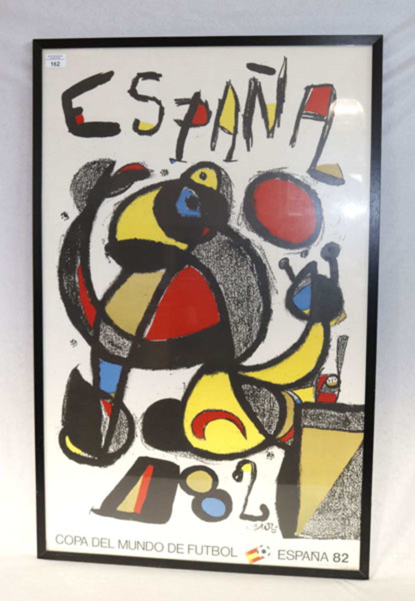 Plakat 'Espana 82', Fußballweltmeisterschaft, unter Glas gerahmt, Rahmen bestossen, incl. Rahmen