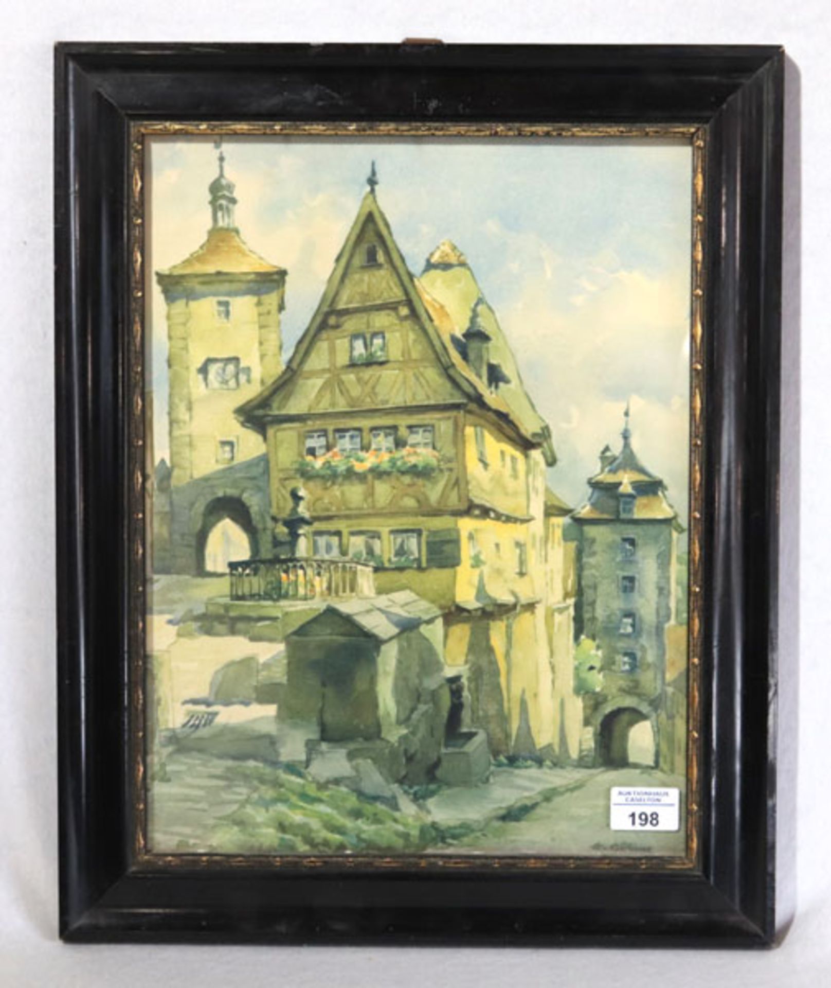 Druck 'Rothenburg ob der Tauber', nach H. Böhme, Hans Böhme, * 1905 + 1982, Maler und Grafiker,