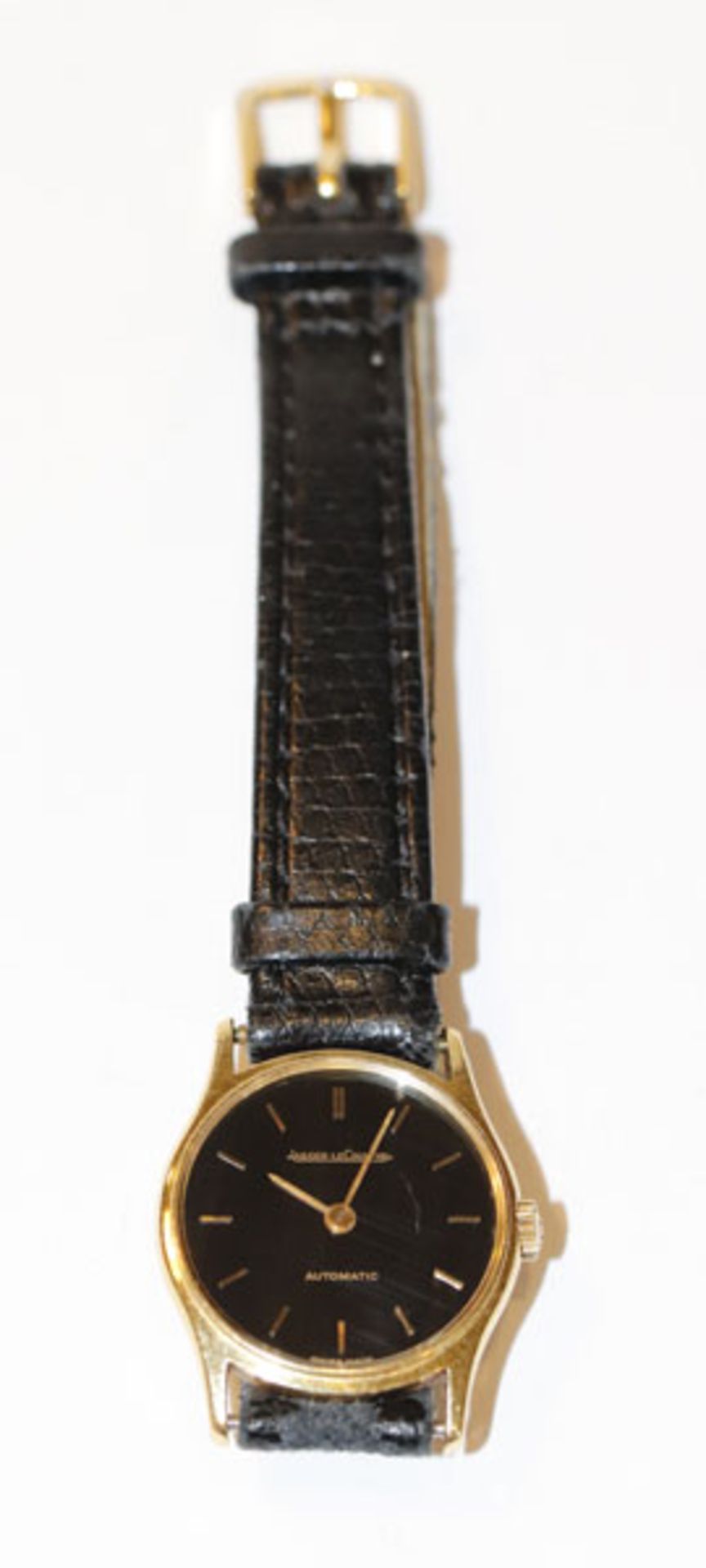 Jaeger - LeCoultre Damen Armbanduhr, Automatic, schwarzes Zifferblatt, schwarzes Lederarmband,