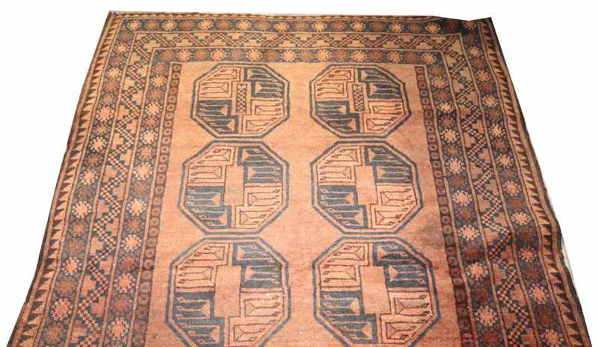 Teppich, rotbraun/braun, 117 cm x 121 cm, starke Gebrauchsspuren