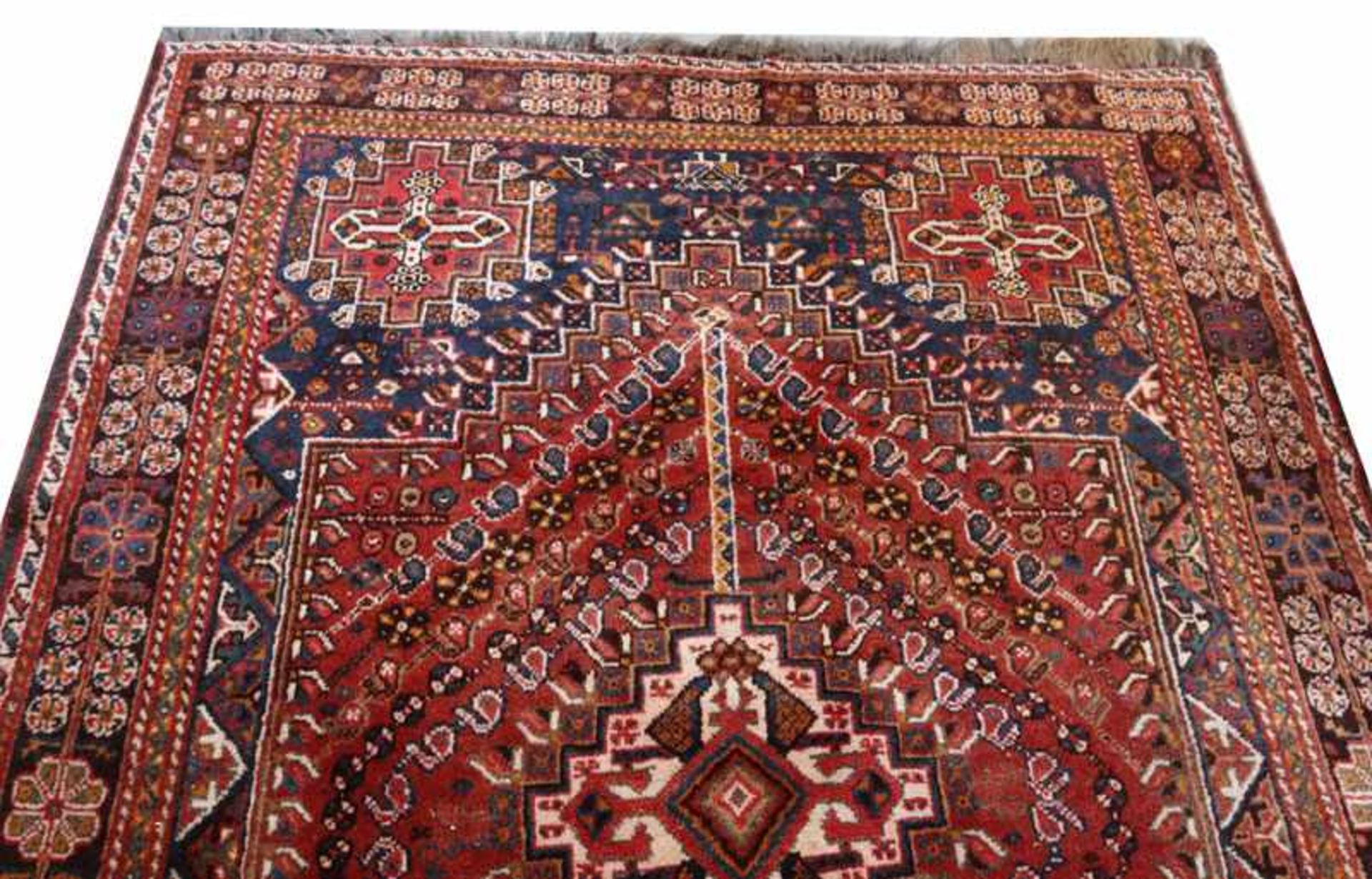Teppich, Iran, rot/blau/bunt, Gebrauchsspuren, 255 cm x 175 cm