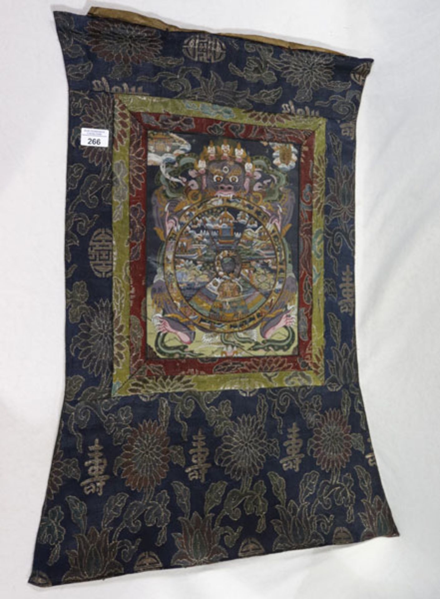 Tibetanische Thangka mit Mandala-Darstellung, 80 cm x 56 cm