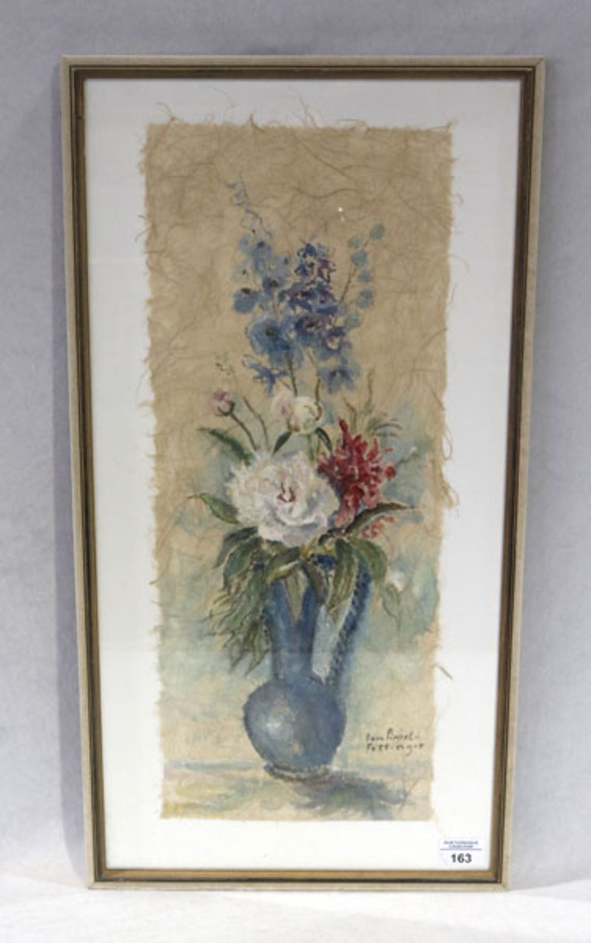 Aquarell auf Japanpapier 'Sommerblumen in Vase', signiert Lore Pippel-Föttinger, * 1912 + 1996,
