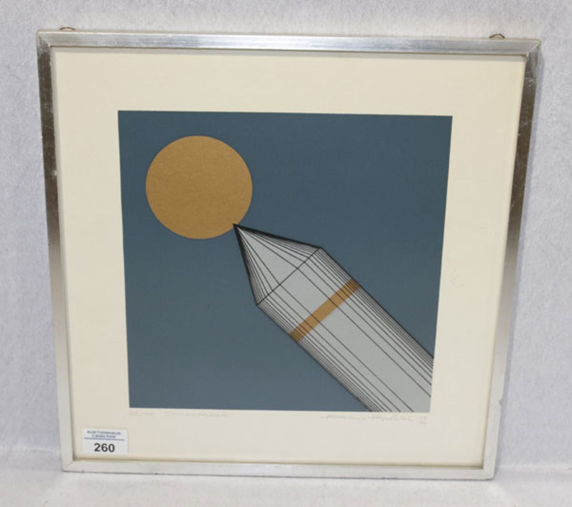 Lithographie 'Sonnenrakete', Nr. 38/100, signiert Hermann Heintschel, 1974, * 1931 + 1998, deutscher