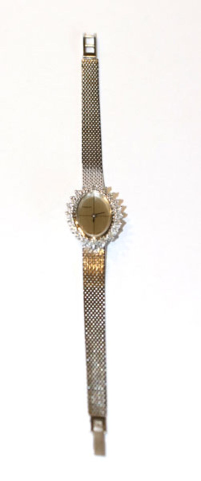 Tissot Damen Armbanduhr, 14 k Weißgold mit Diamantkranz aus 20 Diamanten, Funktion nicht geprüft,
