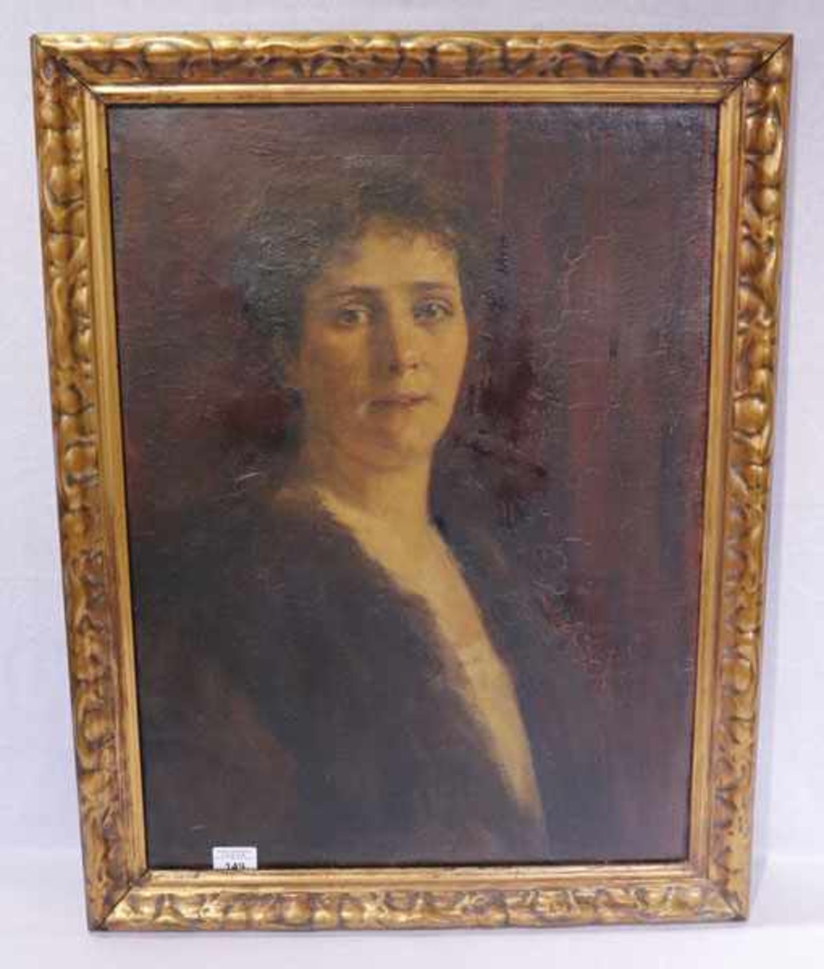 Gemälde ÖL/LW 'Portrait von Sylvia von Salvini Plawen', oben rechts signiert Adele Fairholme, * 1861