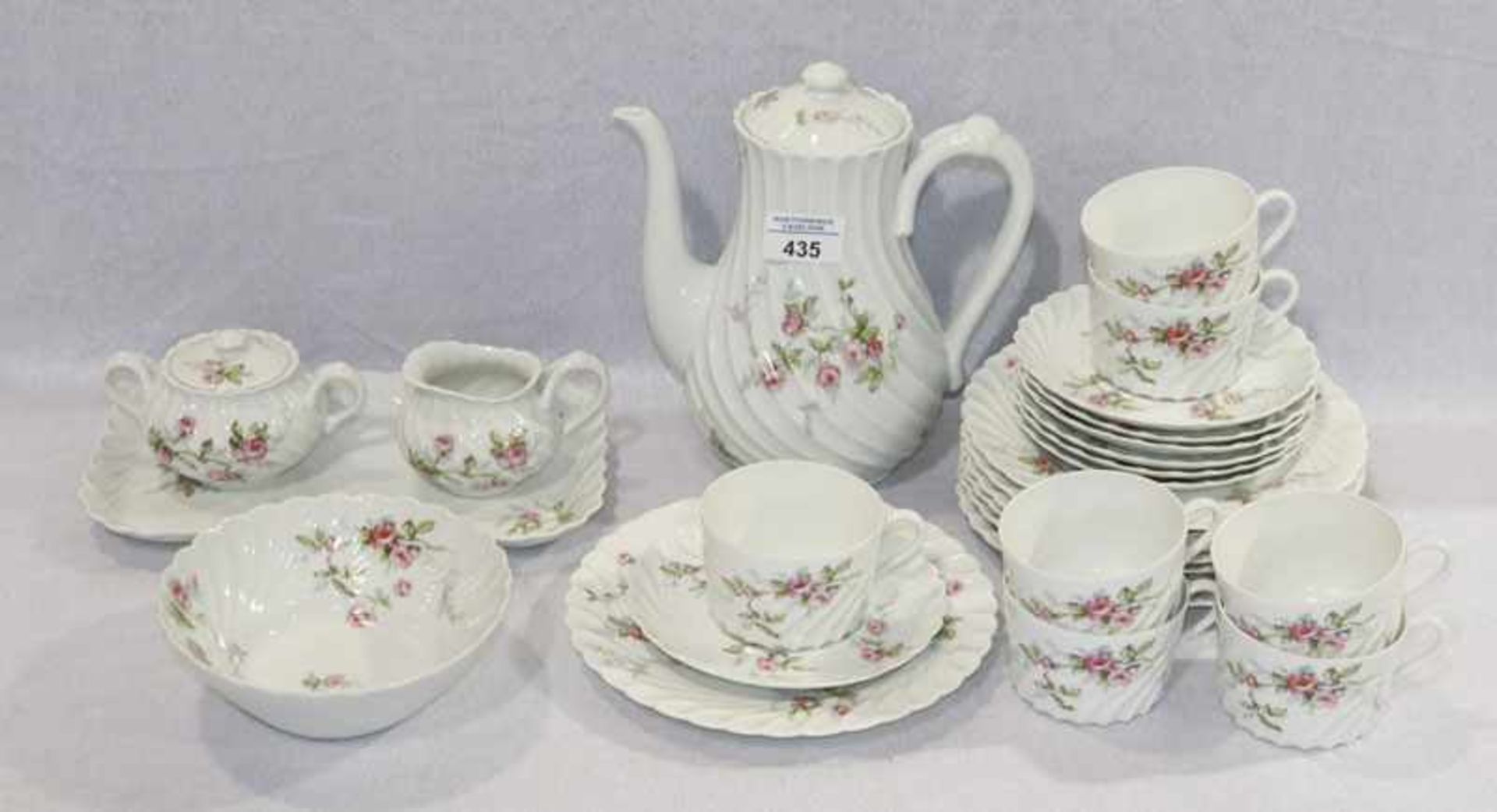 Haviland Limoges Kaffeegeschirr für 7 Personen, Kaffeekanne, Milch und Zucker, 7 Kaffeetassen mit