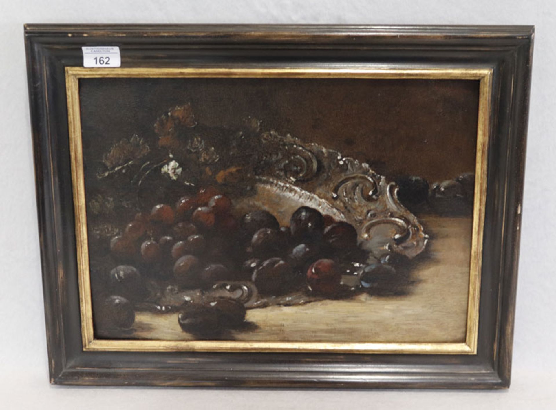 Gemälde ÖL/Malkarton 'Stillleben mit Obst', gerahmt, Rahmen bestossen, incl. Rahmen 41 cm x 53 cm