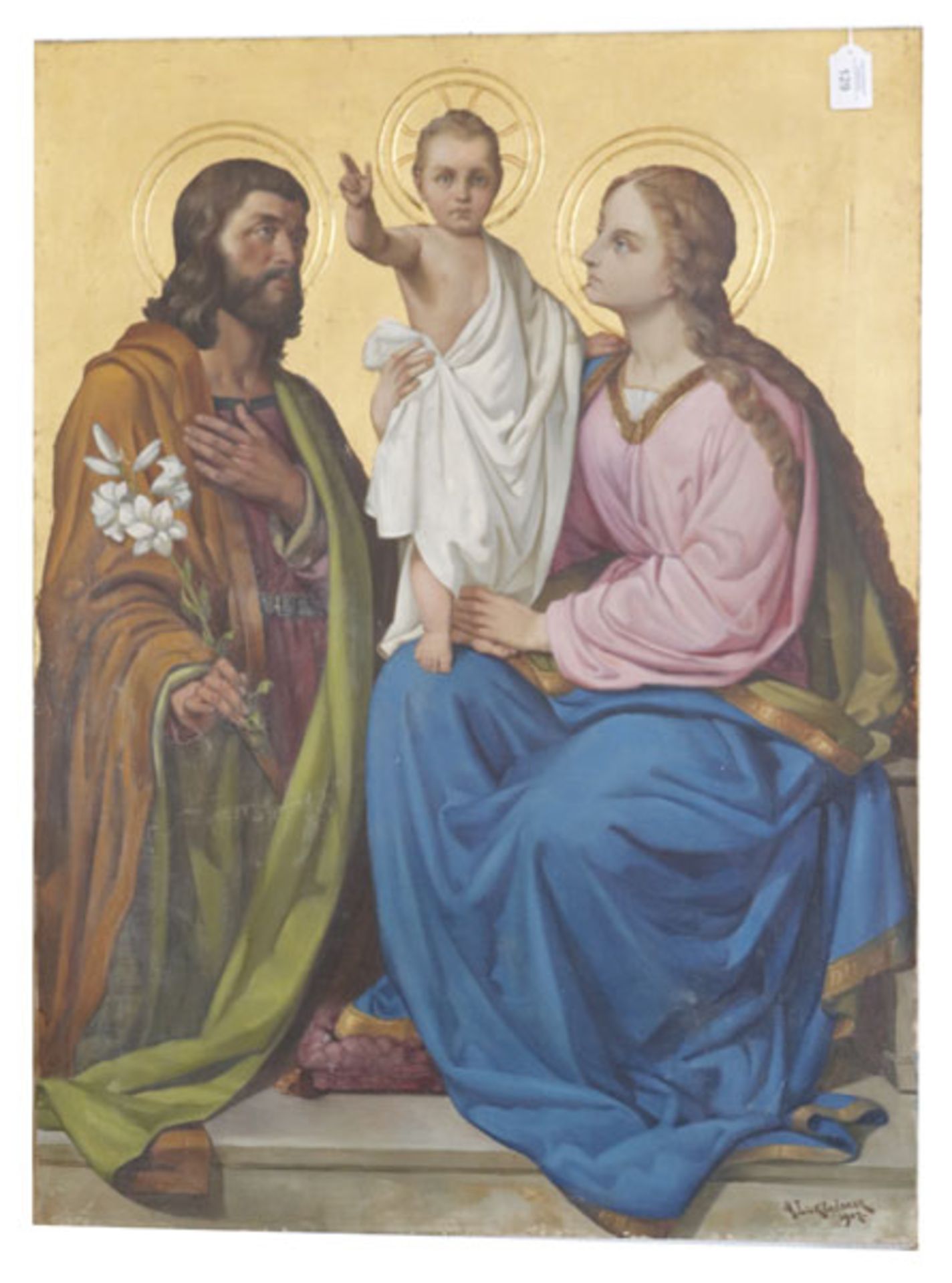 Gemälde ÖL/LW 'Heilige Familie', signiert M. (Michael) Licklederer, * 1863 Paffenhofen/Inn + 1948