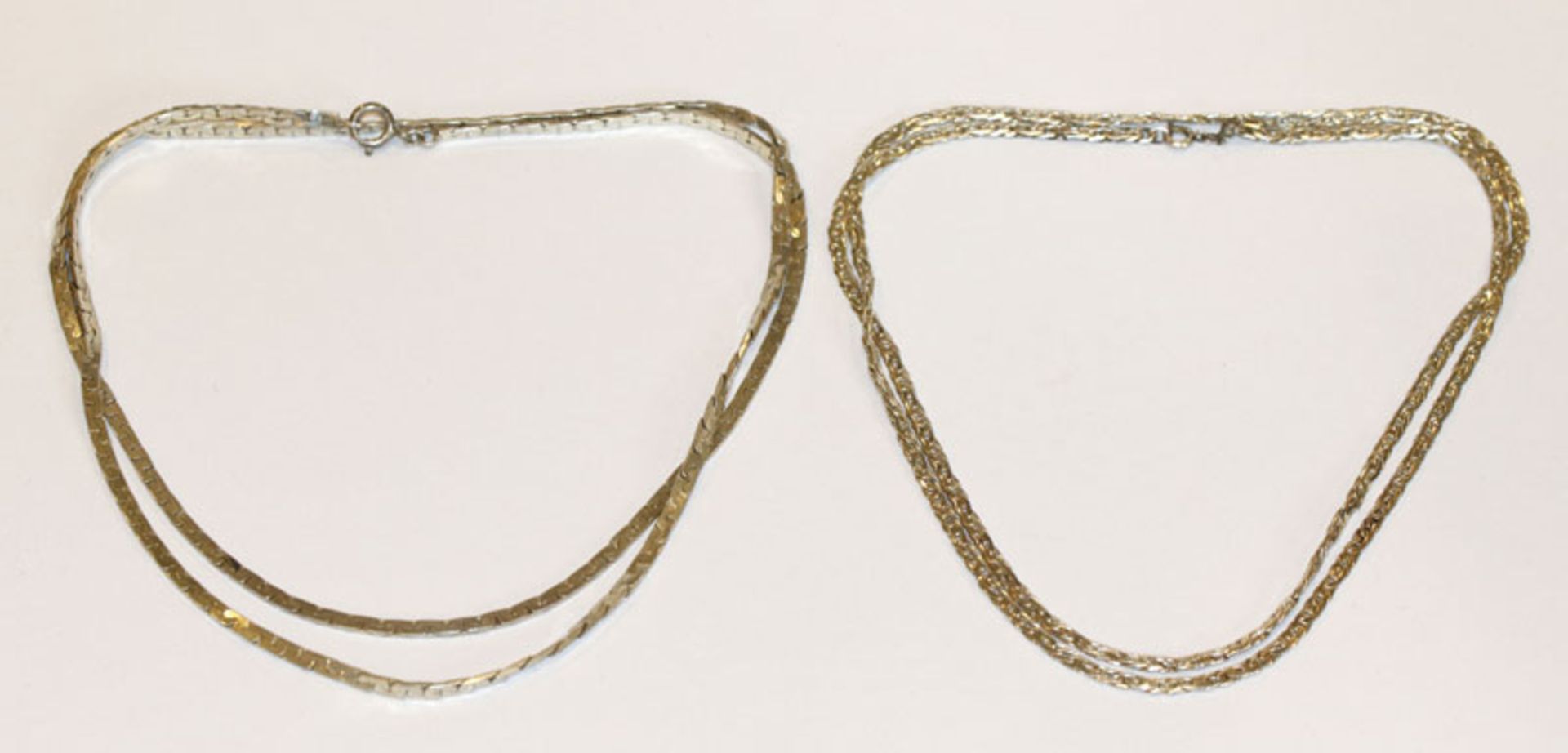 2 Silber Ketten, L 80/86 cm, zus. 60 gr.