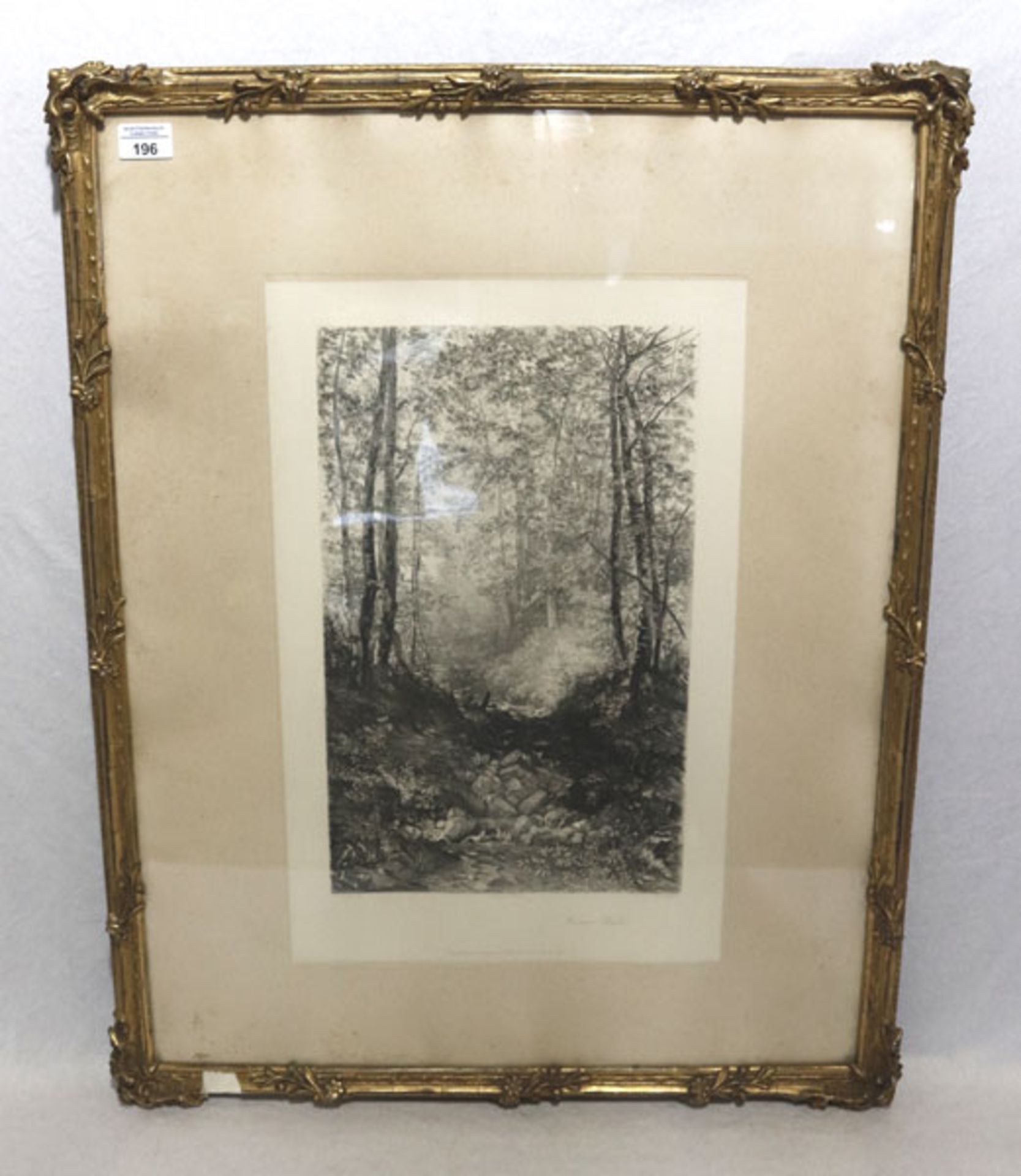 Stich 'Wiener Wald', unter Glas gerahmt, Rahmen beschädigt, incl. Rahmen 82 cm x 65 cm, Versand