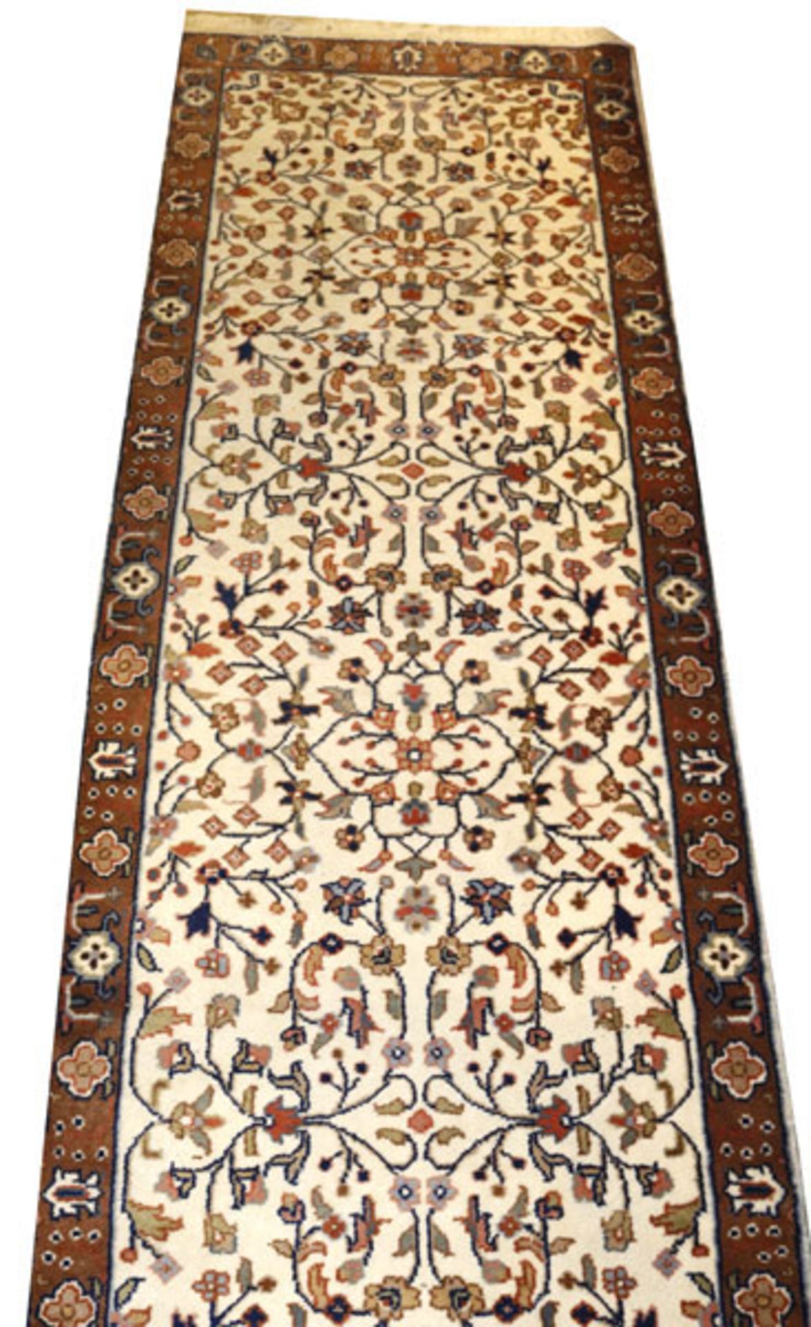 Läufer, Malayer, beige/blau/braun, Gebrauchsspuren, 267 cm x 74 cm