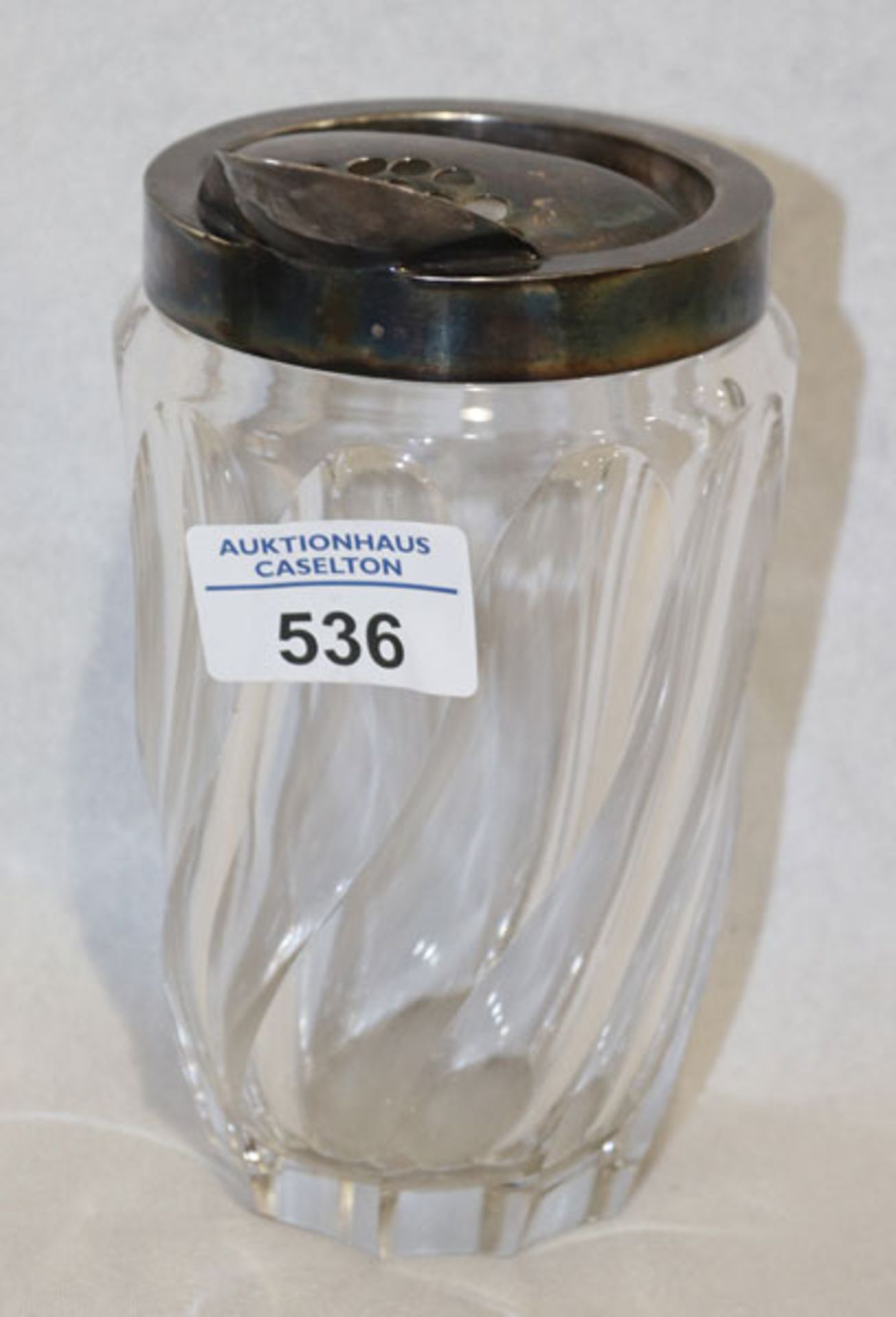 Barglas mit 835 Silbermontierung, H 17 cm, D 9 cm, Gebrauchsspuren