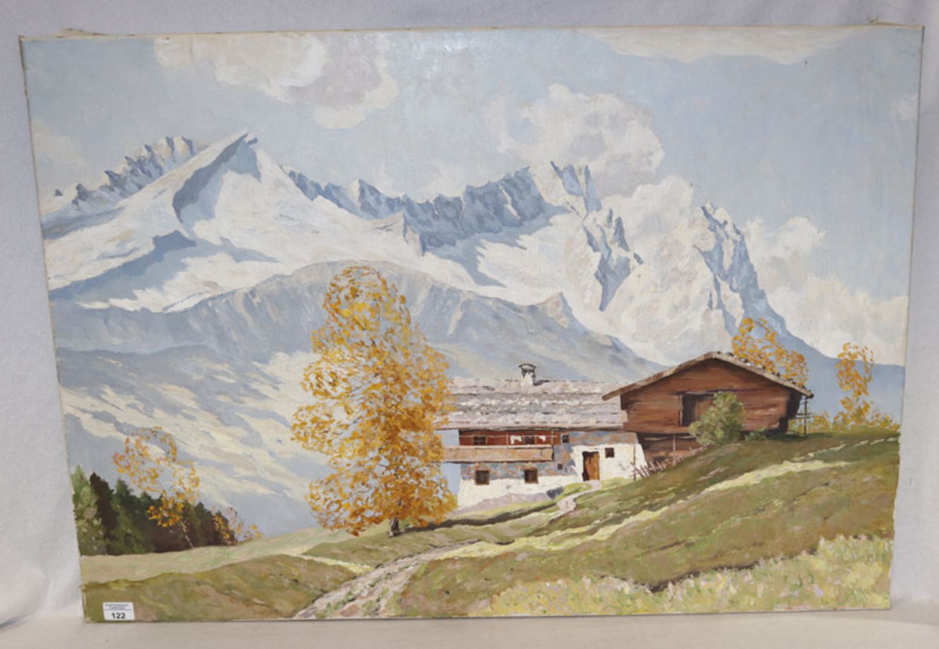 Gemälde ÖL/LW 'Bauernhaus mit Blick zum Wettersteingebirge', aus dem Nachlass von Haslbauer, Paul, *