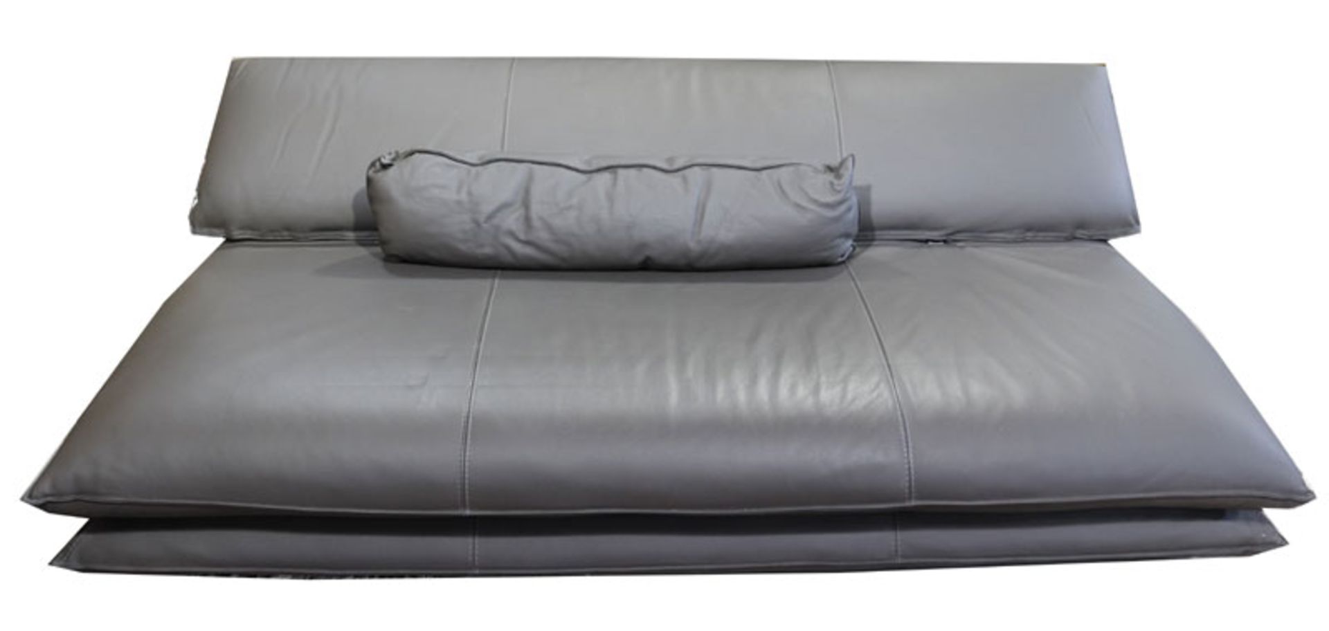 La Nuova Casa Designer Couch mit grau/braunem Lederbezug, H 84 cm, B 225 cm, T 103 cm,