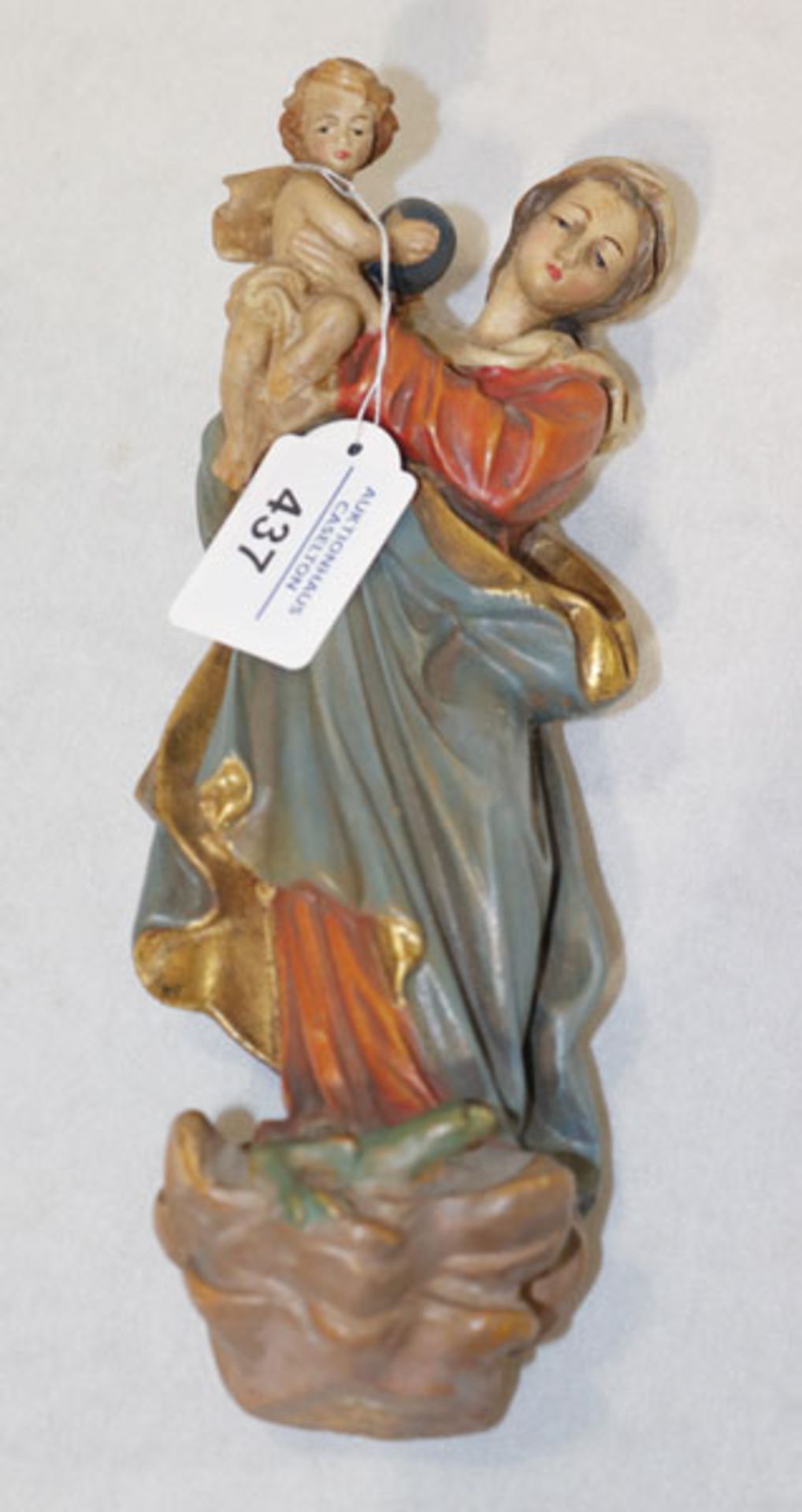 Figurenskulptur 'Maria mit Kind', farbig gefaßt, H 24 cm