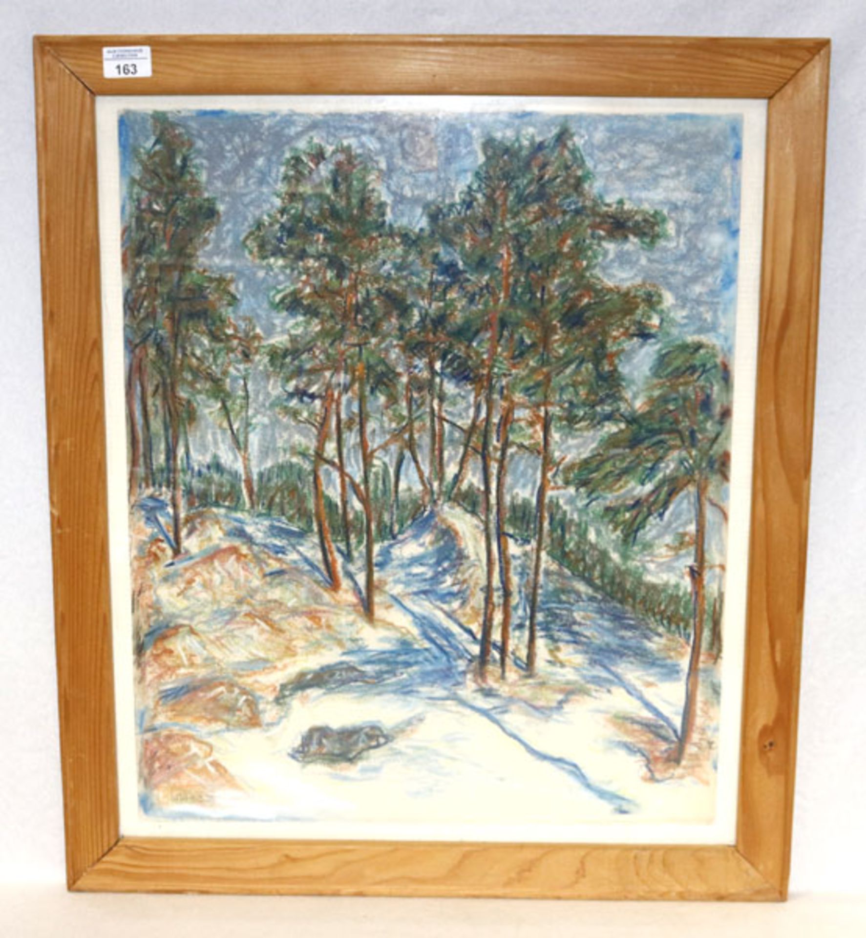 Gemälde 'Kiefernwald', monogrammiert WW, datiert 4.9.52, unter Glas gerahmt, Rahmen bestossen, incl.