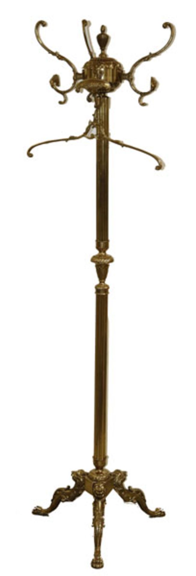 Messing Garderobenständer, H 170 cm, D 50 cm, mit einem Kleiderbügel, Gebrauchsspuren