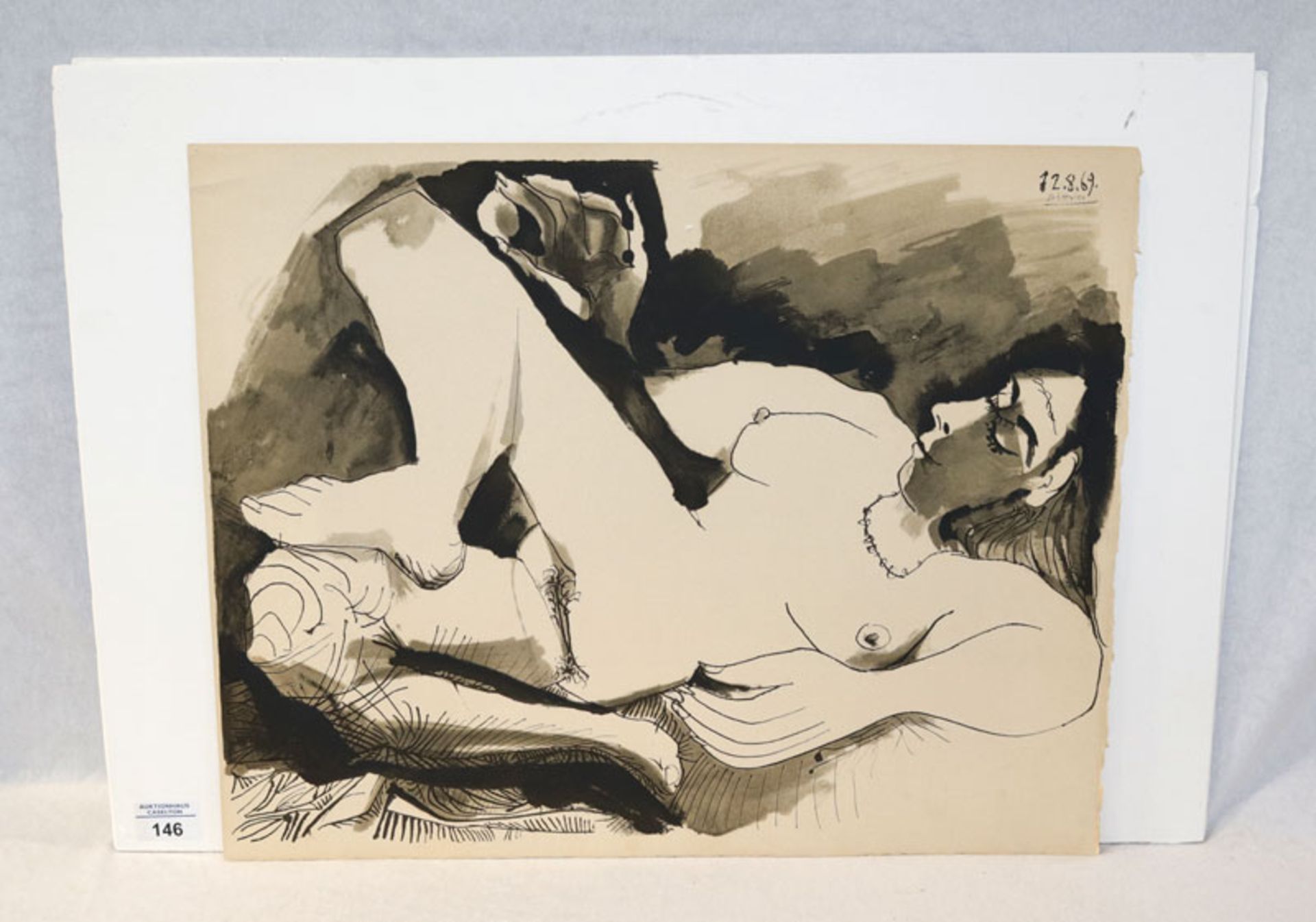 Druck 'Frauenakt', in der Platte signiert 12.8.69 Picasso, Pablo Picasso, * 1881 Malage + 1973