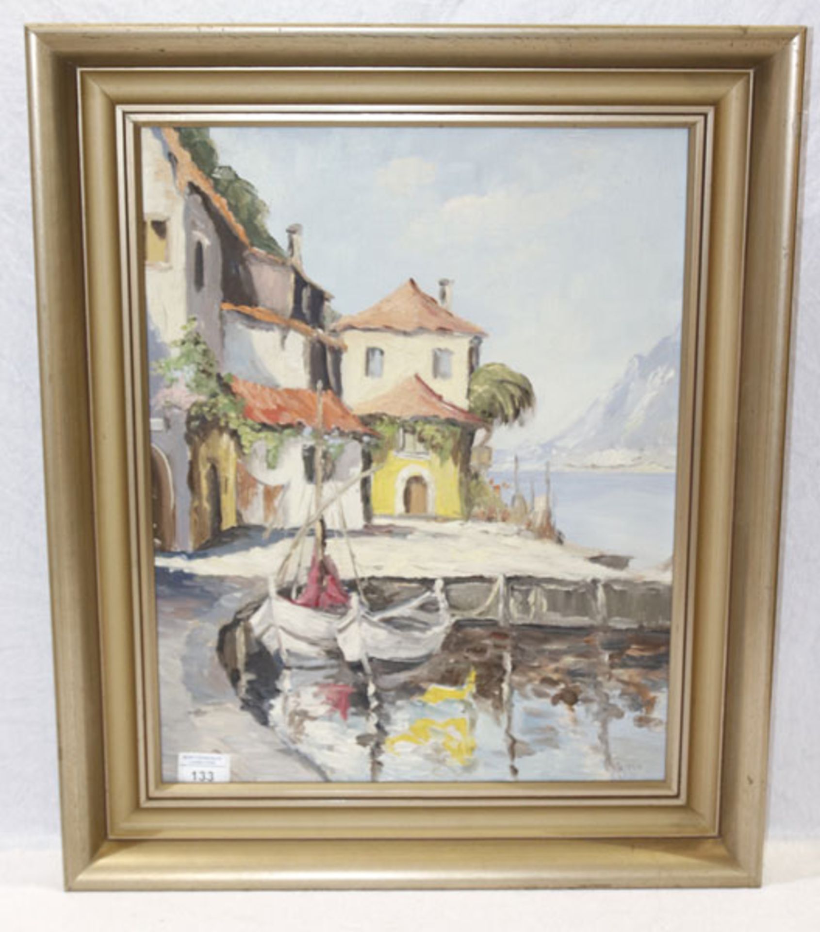 Gemälde ÖL/Hartfaser 'Limone am Gardasee', signiert K. Koppen ?, gerahmt, Rahmen bestossen, incl.