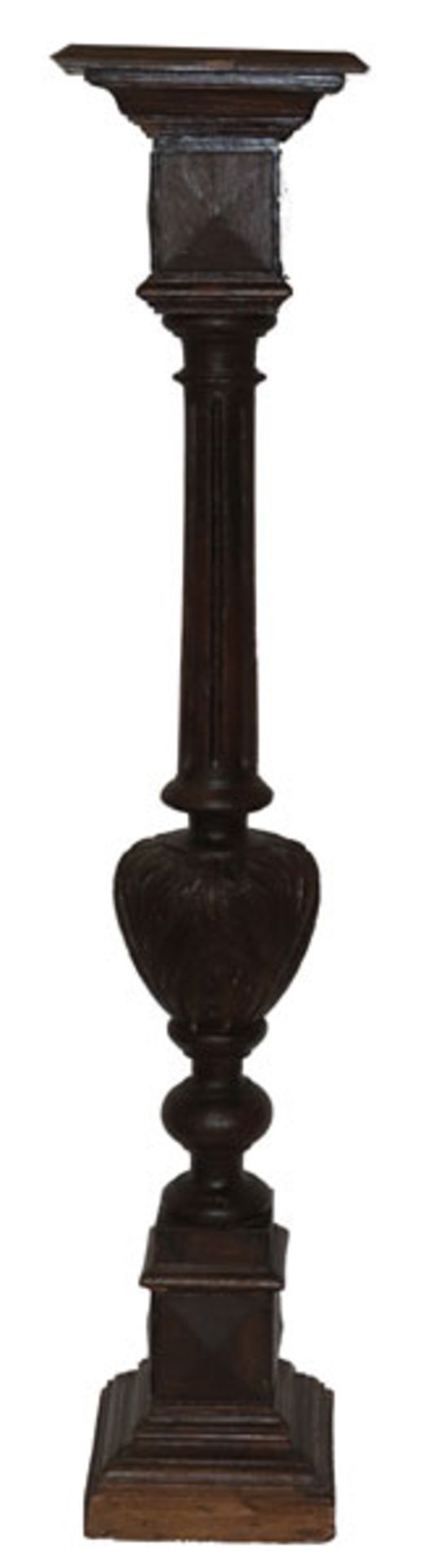 Blumensäule, teils beschnitzt auf eckigem Stand, H 118 cm, B 23 cm, T 24 cm, Gebrauchsspuren,