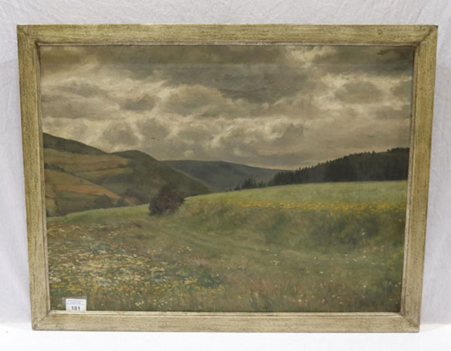Gemälde ÖL/LW 'Landschafts-Szenerie mit Somerwiese', signiert Emil Schultz-Riga, * 1872 Dünaburg +